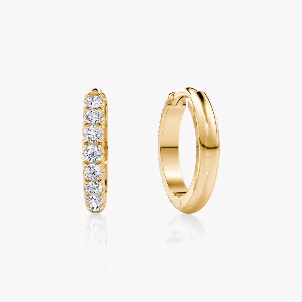 Pendiente de Aro Pavé | Brillante | 14k | Oro amarillo | earringSize: 10mm