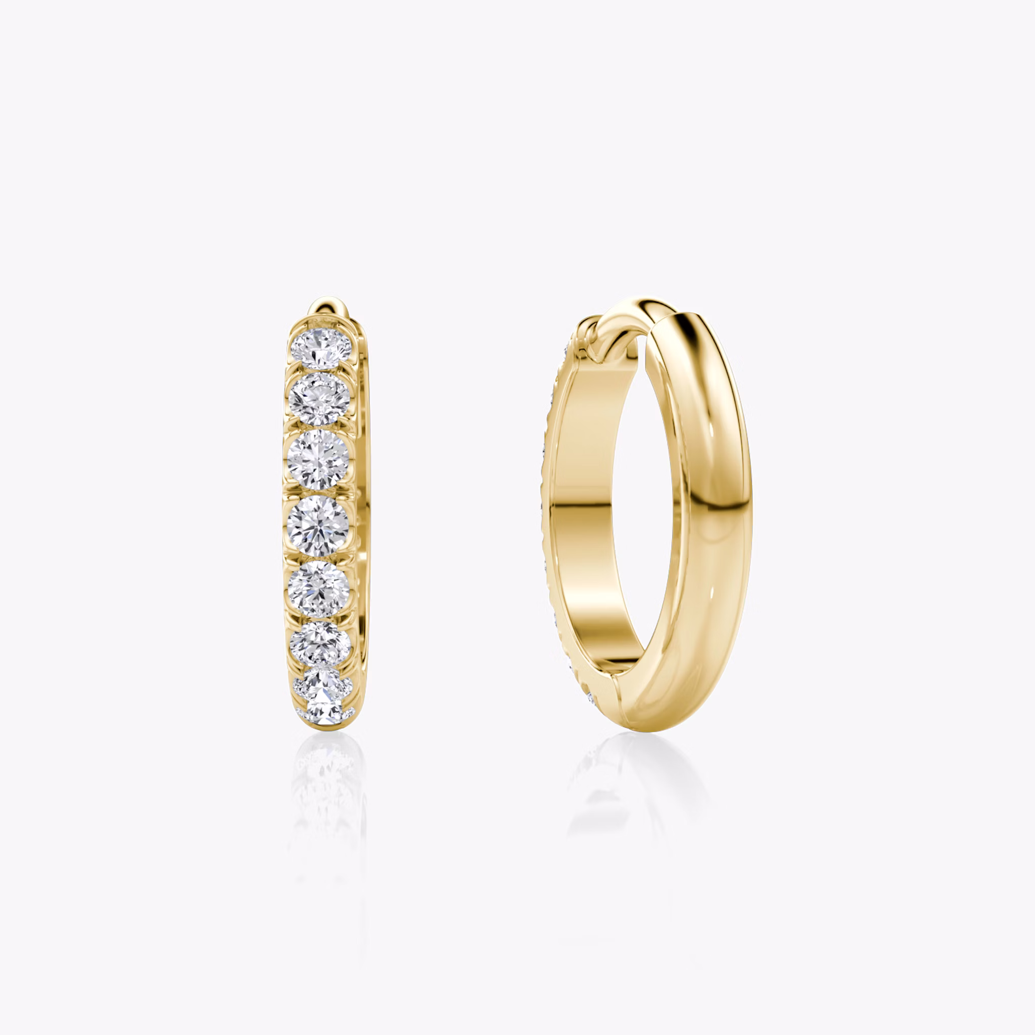 Pavé Hoops | Round Brilliant | 14k | Yellow Gold | earringSize: 10mm