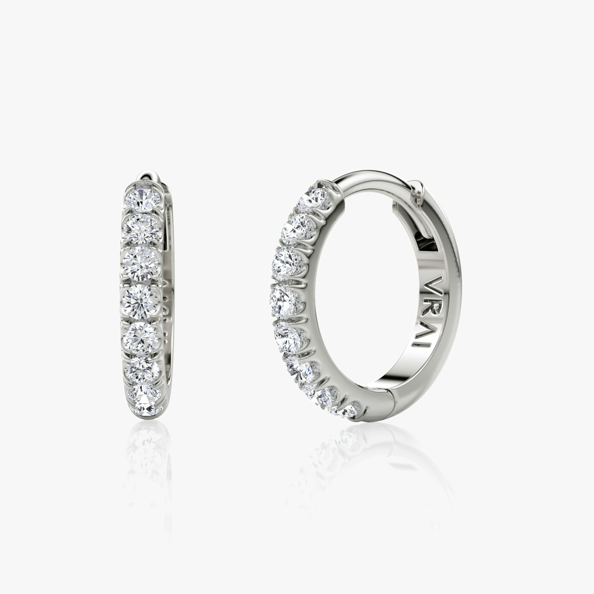 Pavé Hoops | Round Brilliant | 14k | White Gold | earringSize: 10mm