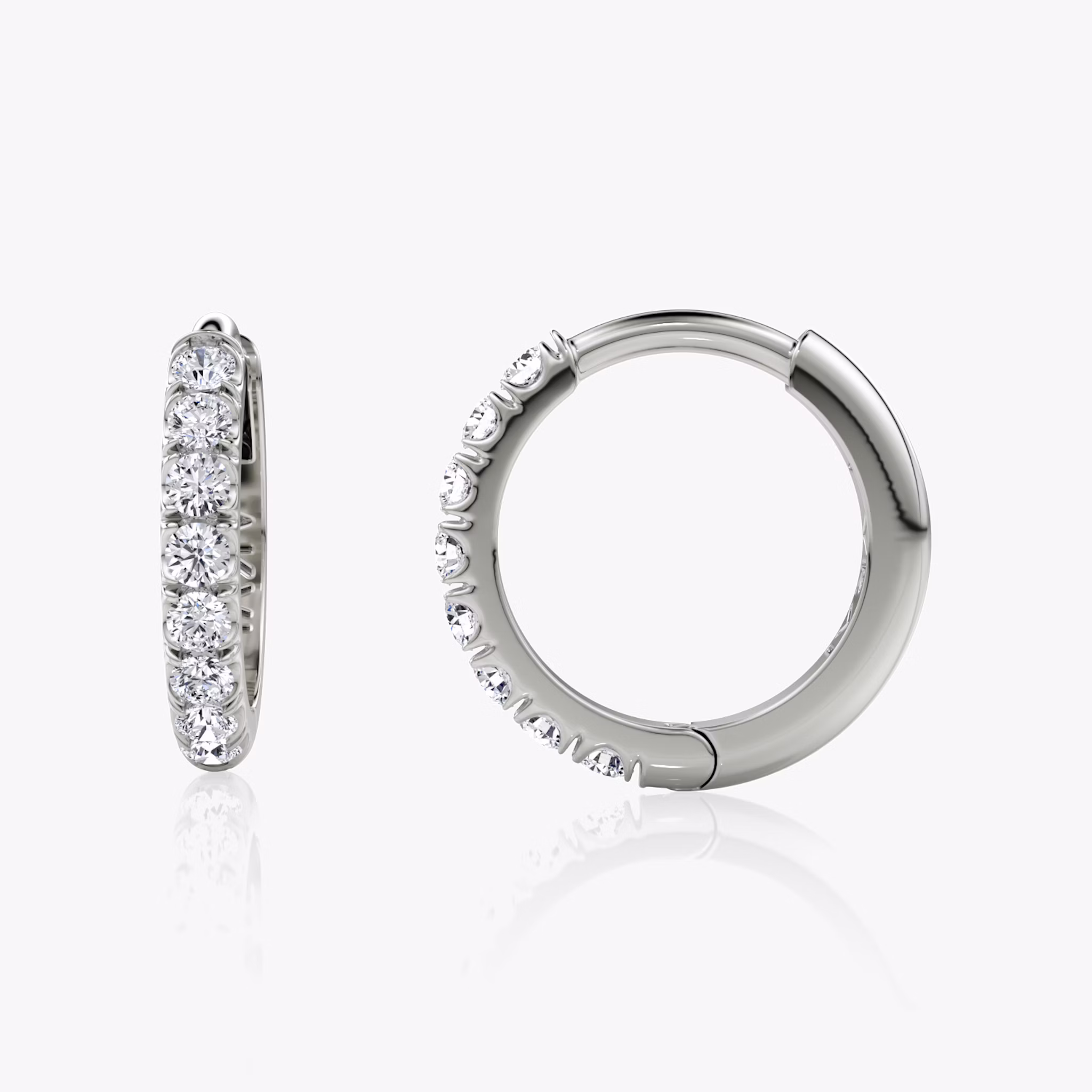 Pavé Hoops | Round Brilliant | 14k | White Gold | earringSize: 10mm