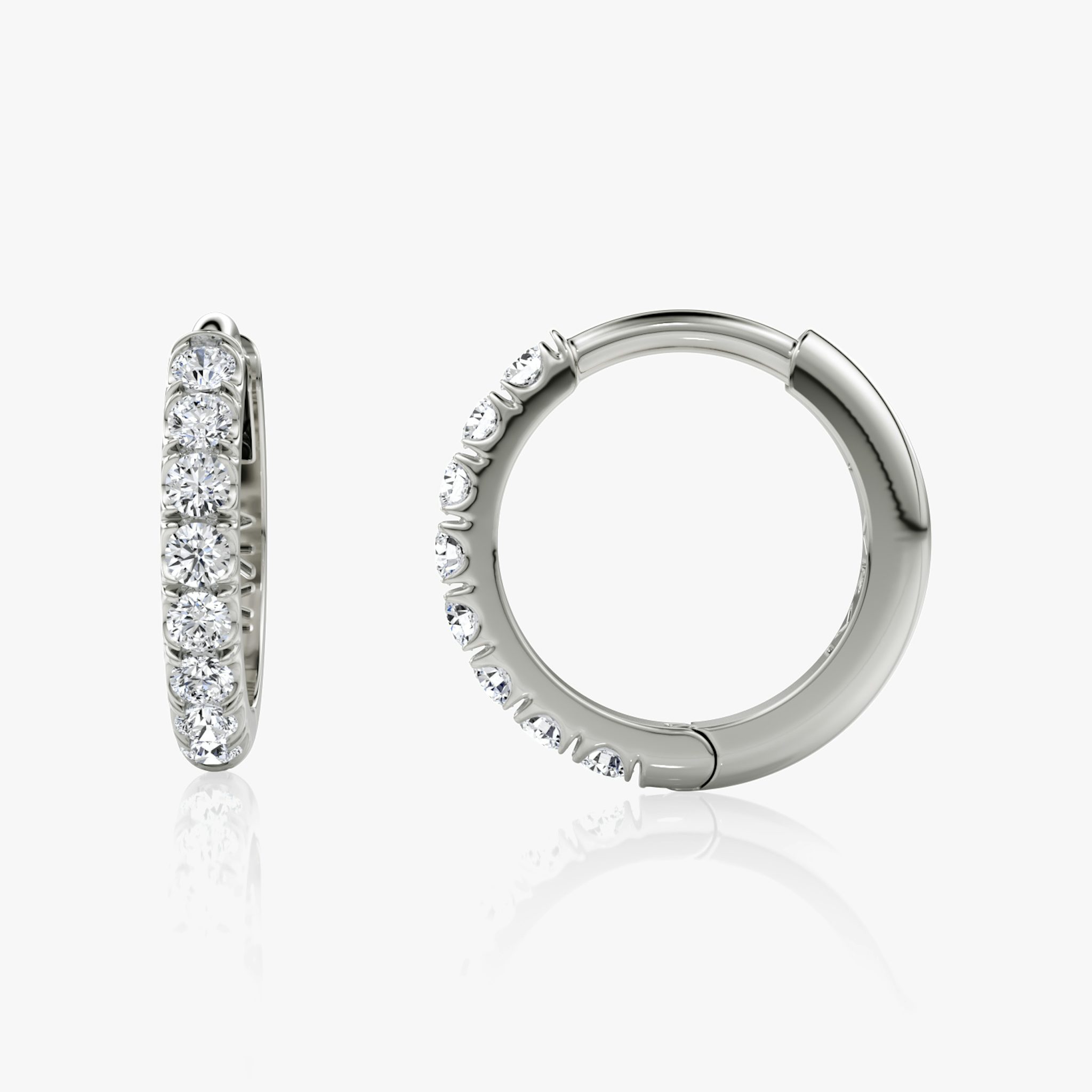 Pavé Hoops | Round Brilliant | 14k | White Gold | earringSize: 10mm