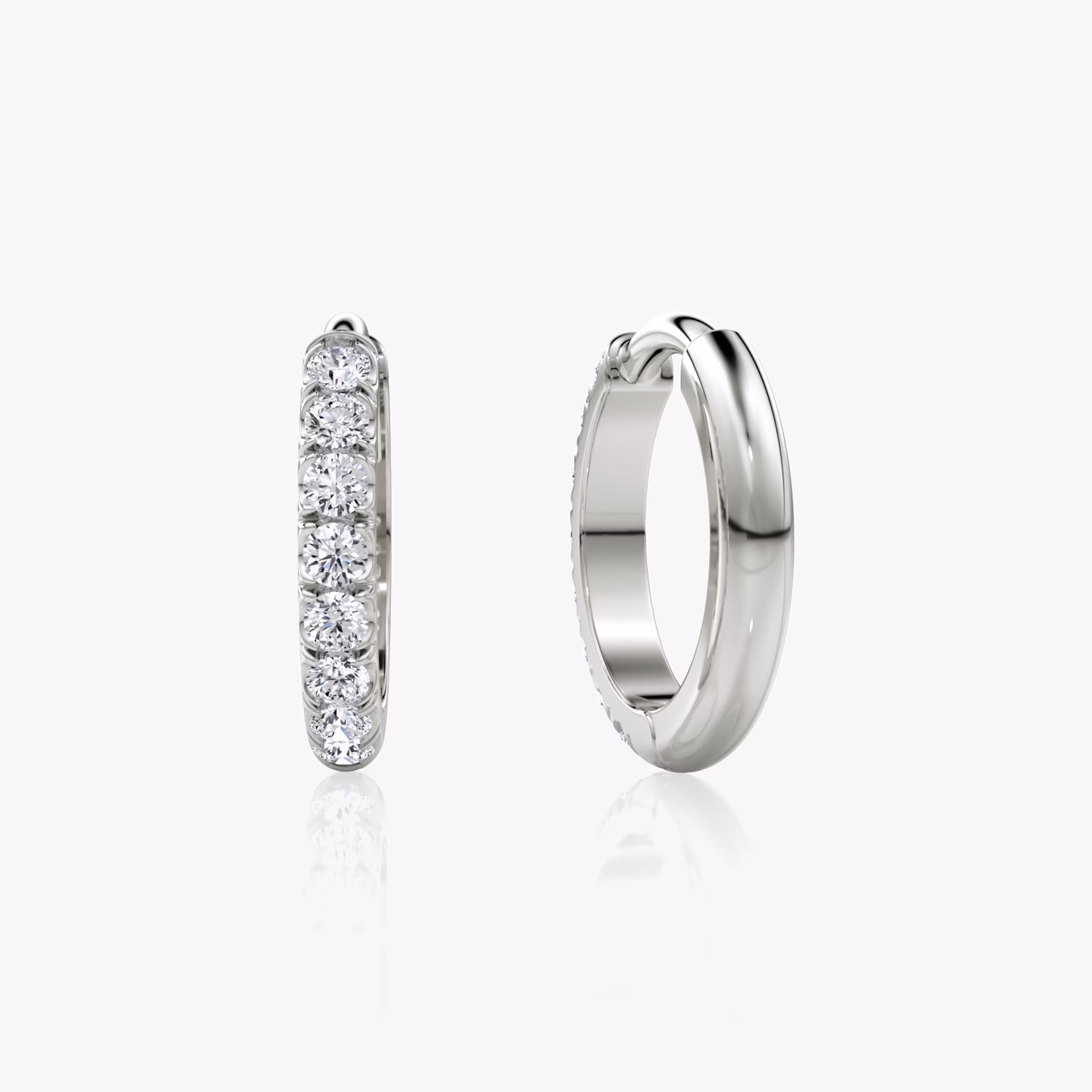 Pavé Hoops | Round Brilliant | 14k | White Gold | earringSize: 10mm