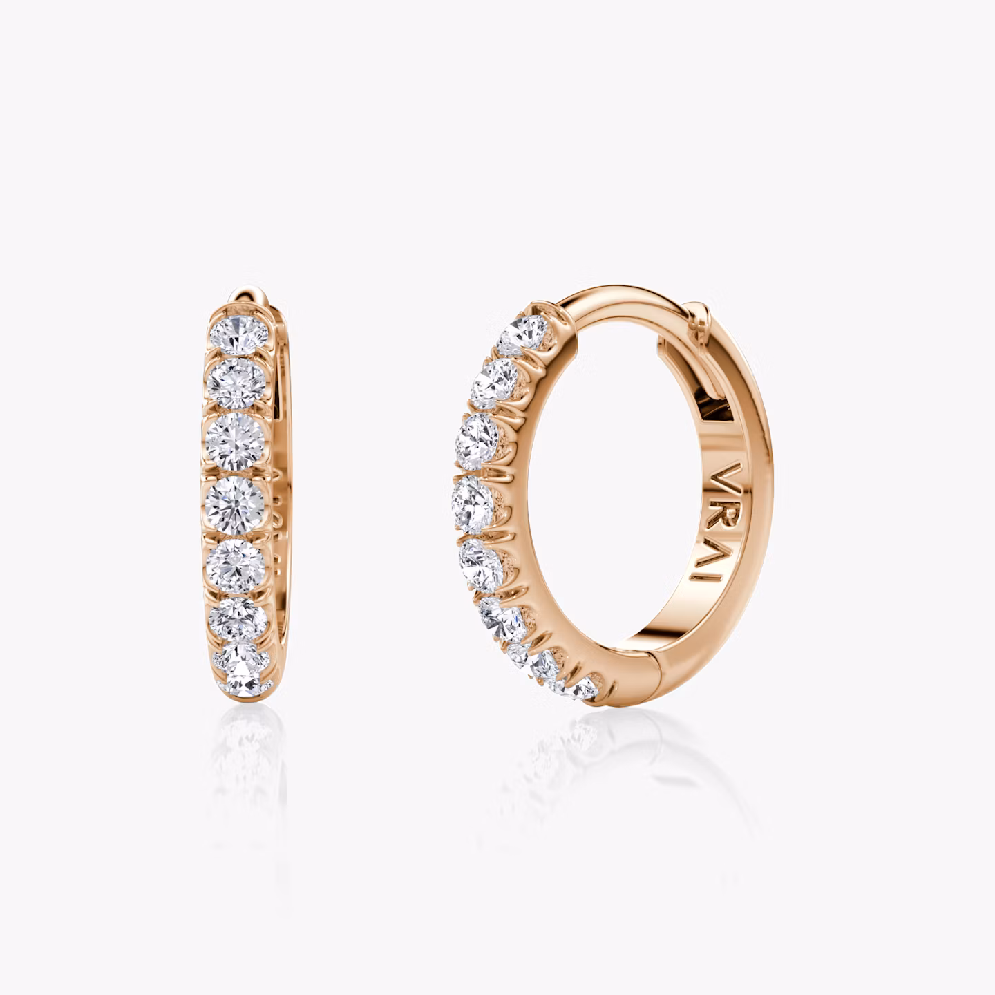 Pendiente de Aro Pavé | Brillante | 14k | Oro rosa | earringSize: 10mm
