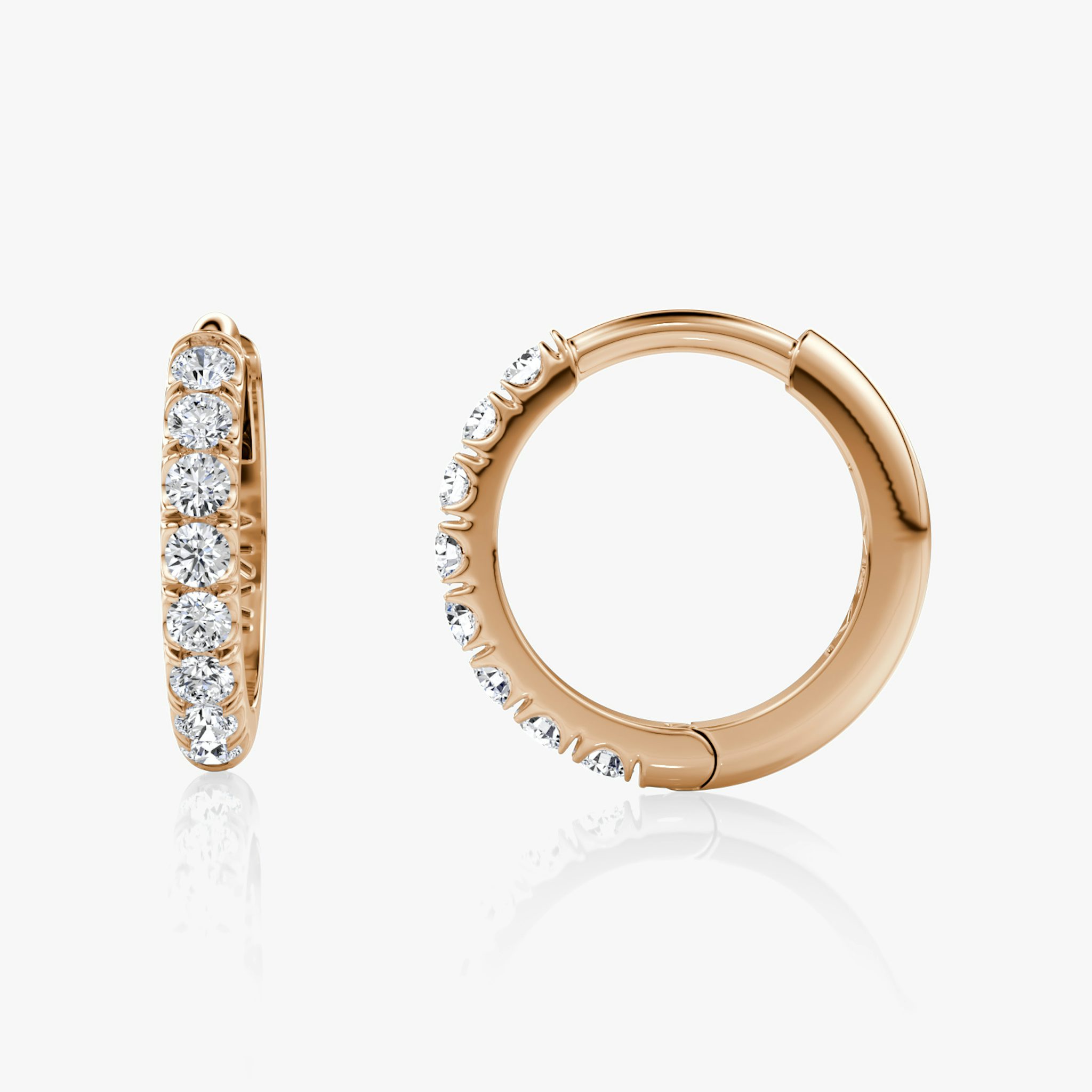 Pavé Hoops | Round Brilliant | 14k | Rose Gold | earringSize: 10mm
