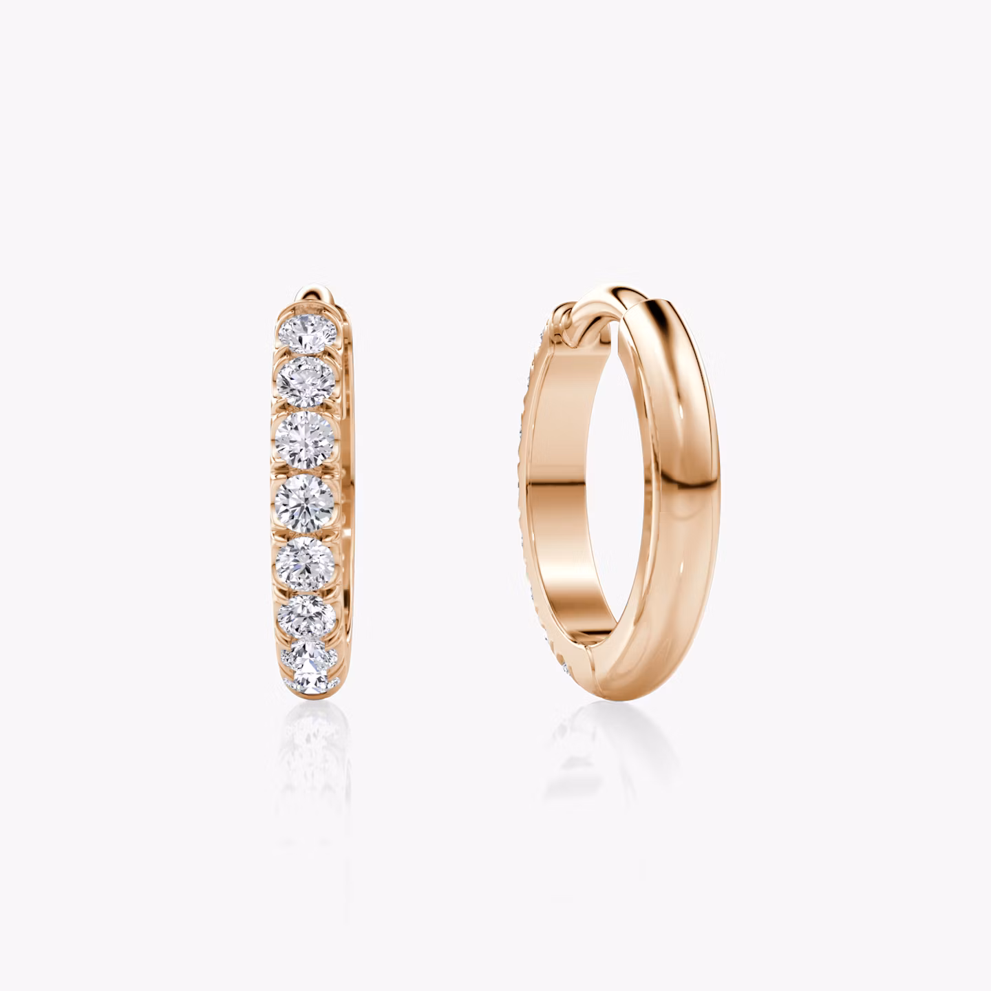 Pendiente de Aro Pavé | Brillante | 14k | Oro rosa | earringSize: 10mm
