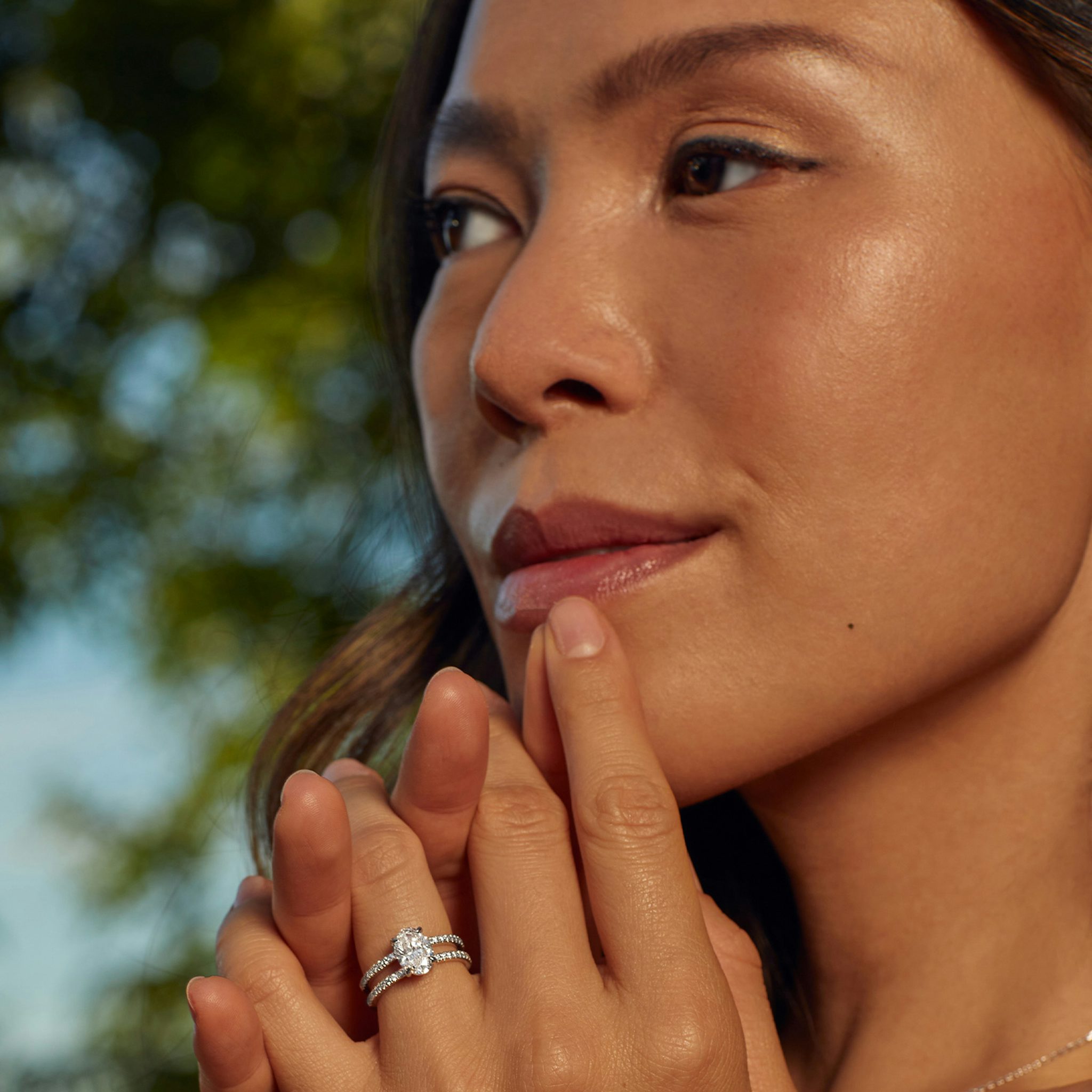 The Double Band | Trillion | 14k | Rose Gold | bandAccent: Plain | diamondOrientation: vertical | caratWeight: other