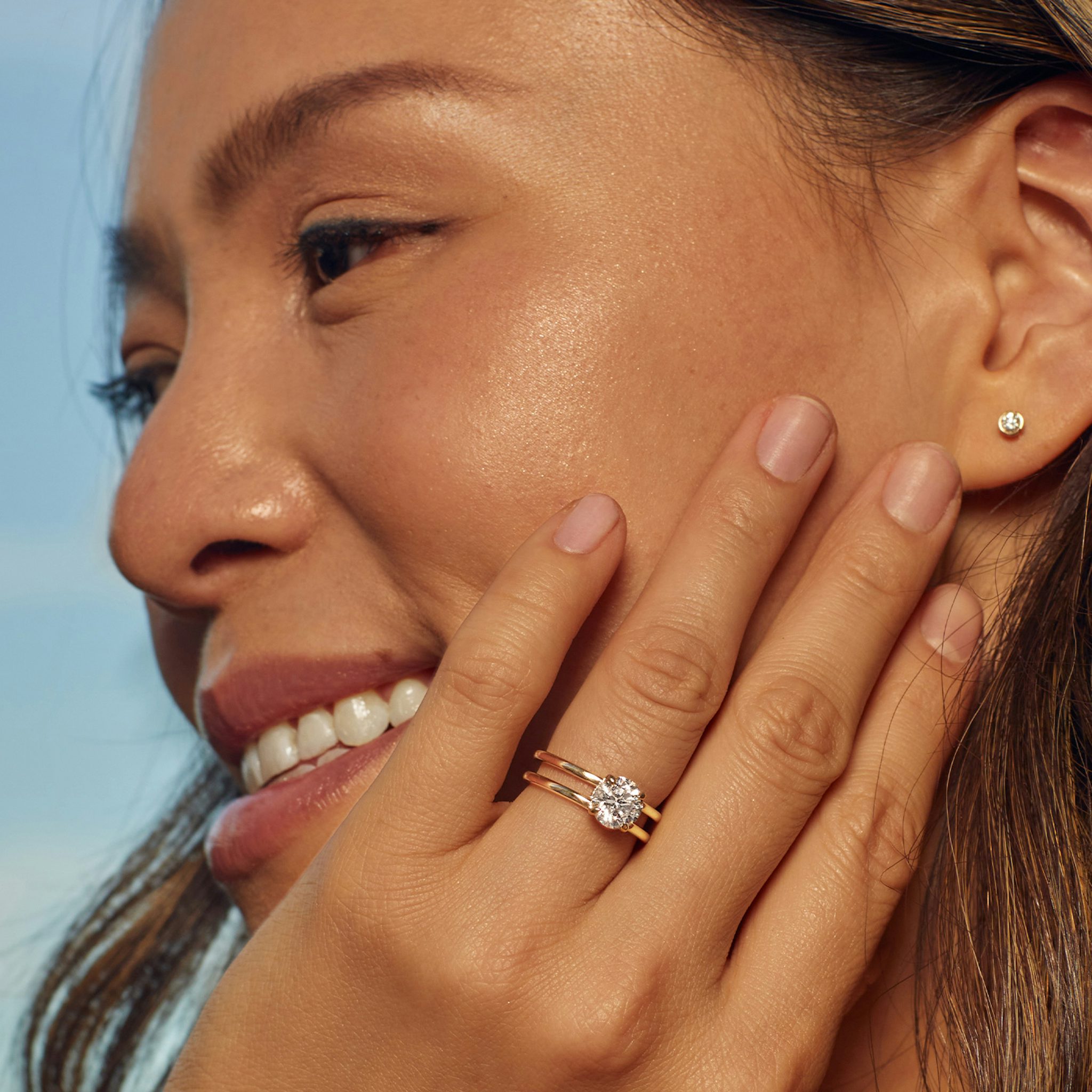 the double band solitaire engagement ring princess plain platinum