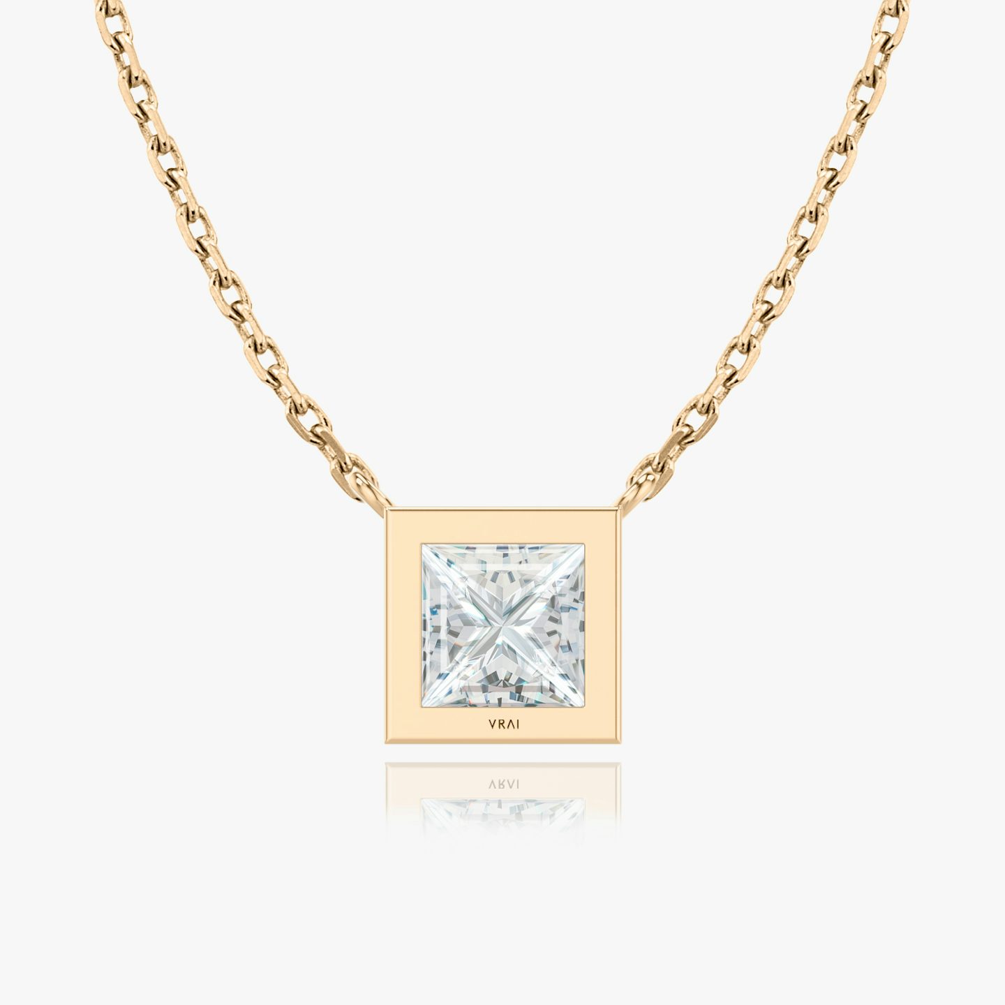 Bezel Solitaire Necklace | Princess | 14k | Rose Gold | caratWeight: other