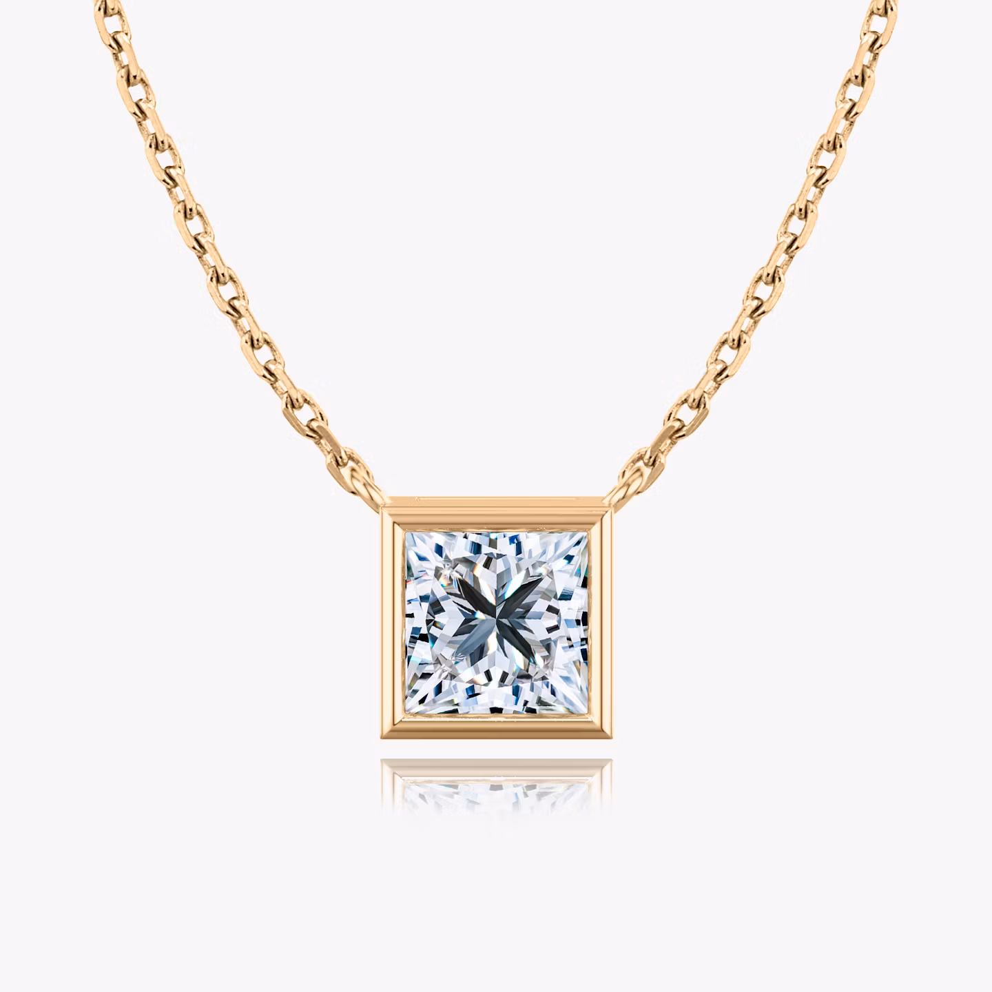 Bezel Solitaire Necklace Princess | Rose Gold