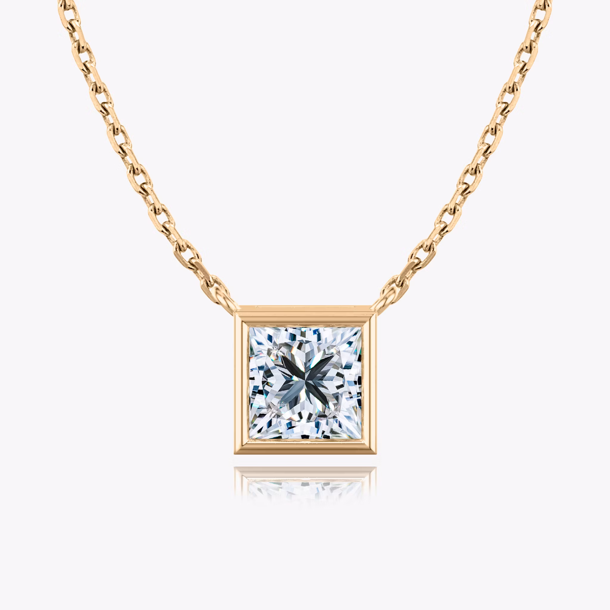 Bezel Solitaire Necklace Princess | Rose Gold