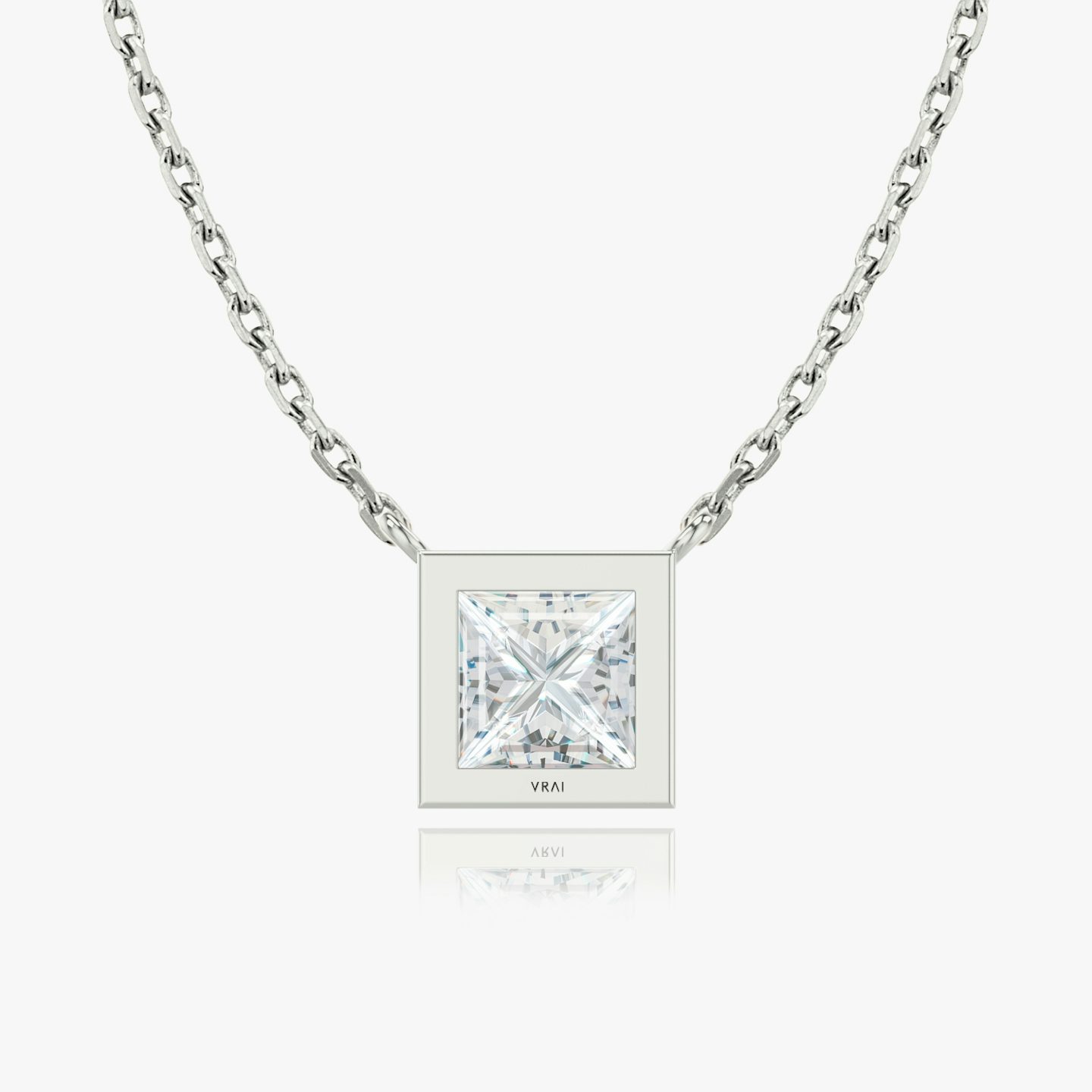 Collar Bezel Solitario | Princesa | 14k | Oro blanco | caratWeight: other