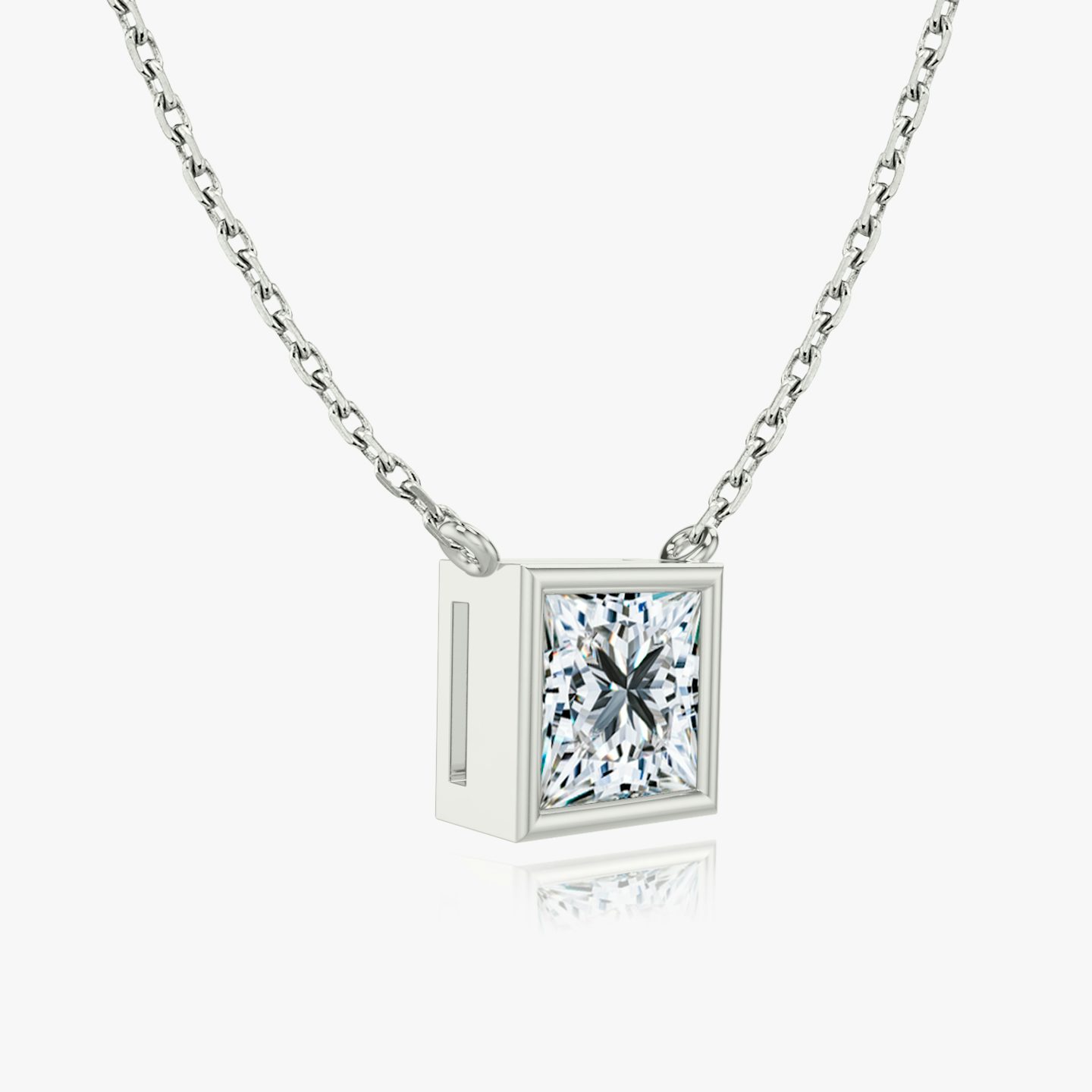 Collar Bezel Solitario | Princesa | 14k | Oro blanco | caratWeight: other