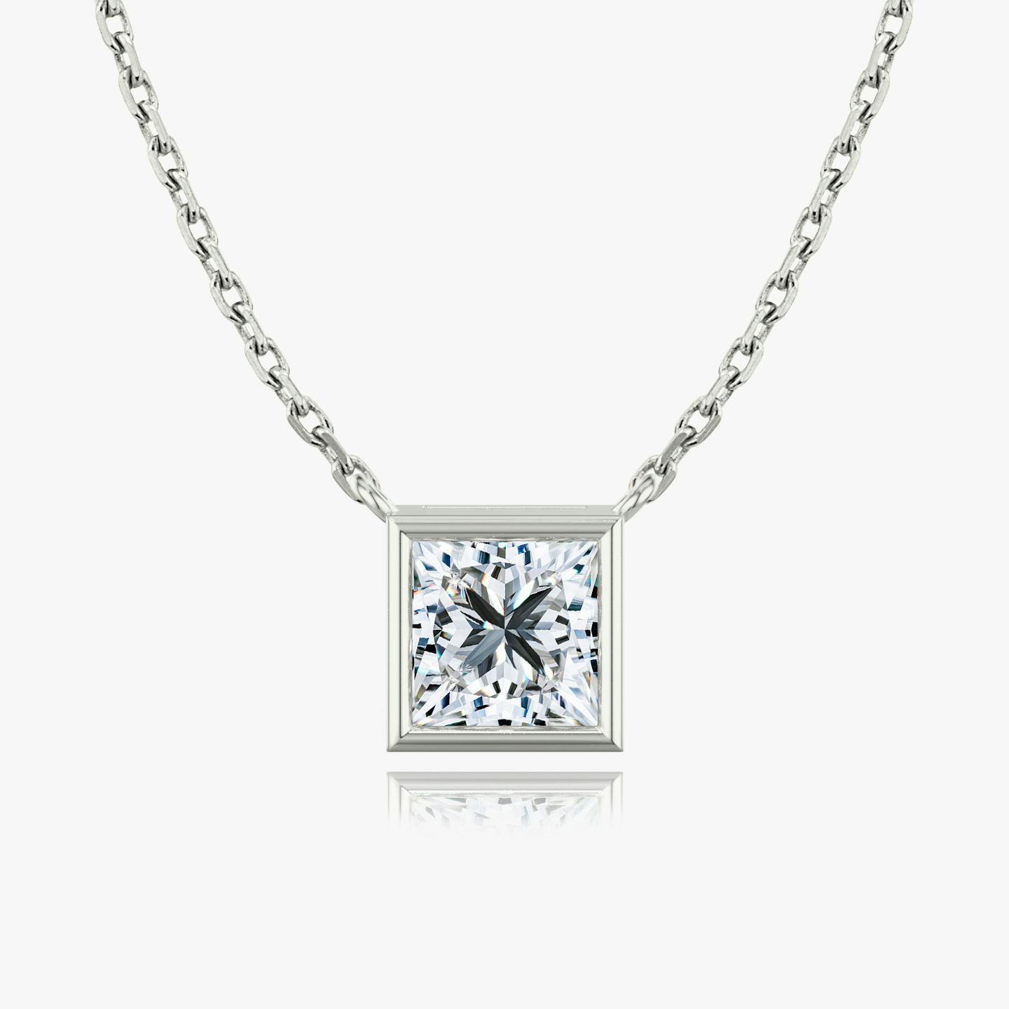 Collar Bezel Solitario | Princesa | 14k | Oro blanco | caratWeight: other