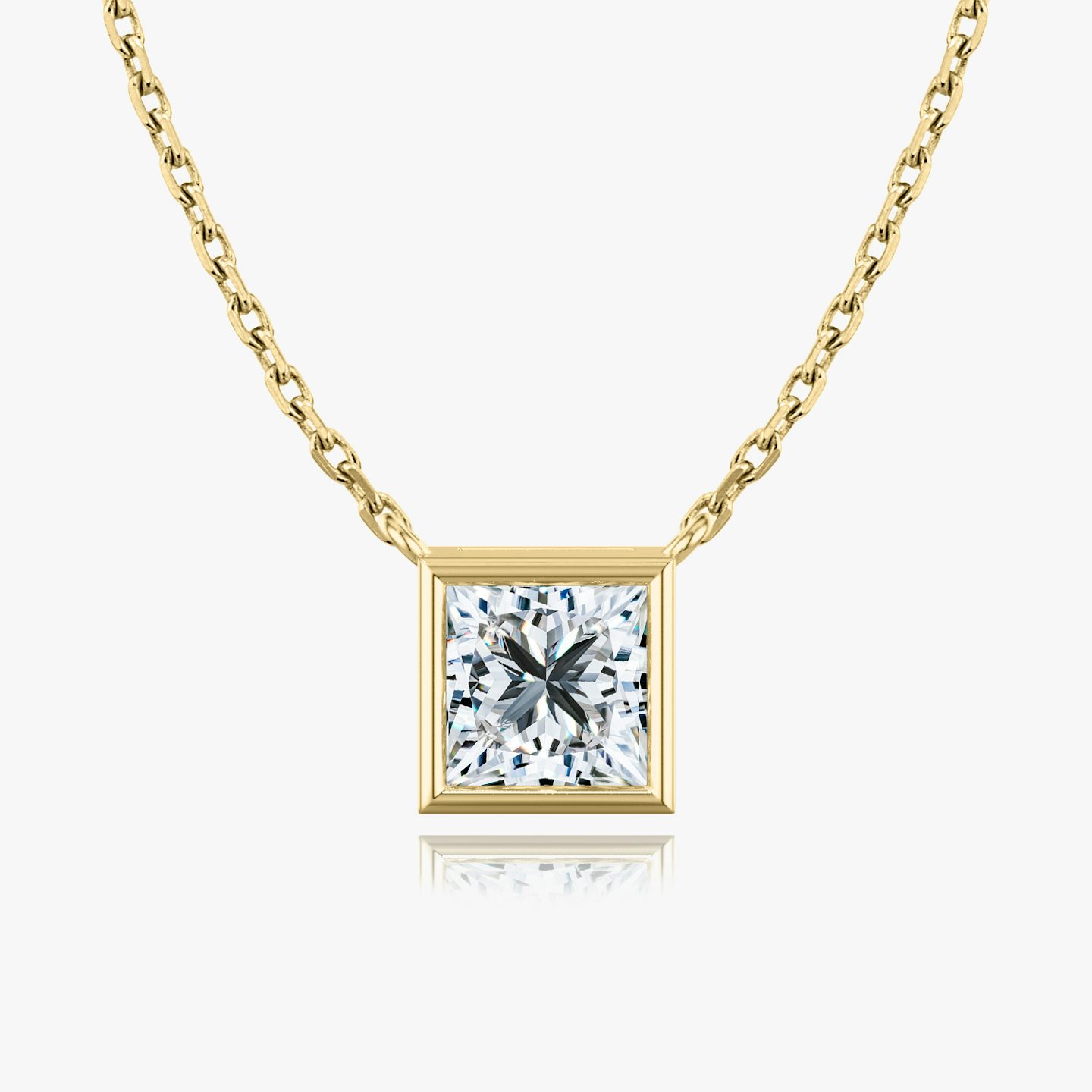 Collar Bezel Solitario | Princesa | 14k | Oro amarillo | caratWeight: other
