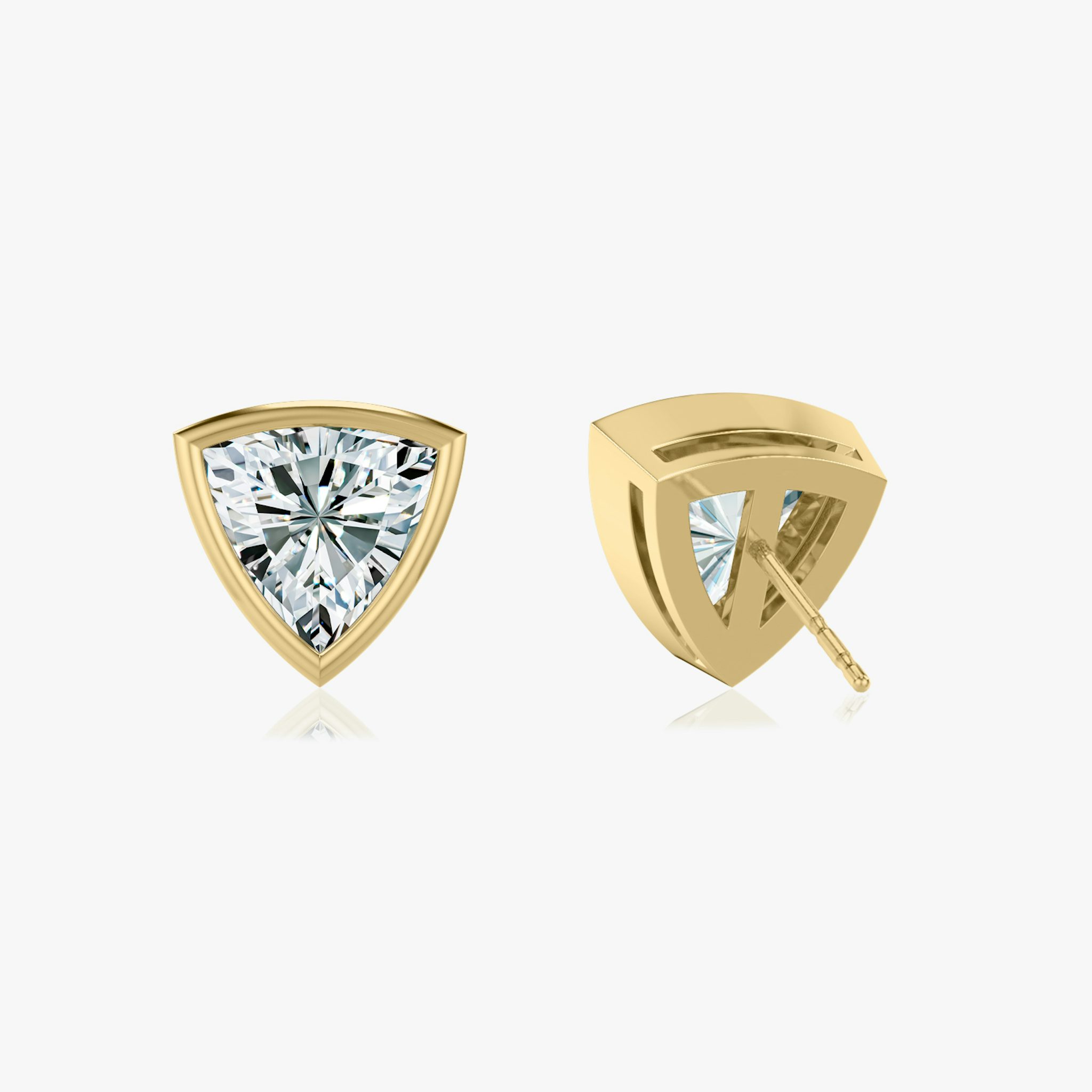 Bezel Solitaire Stud | Trillion | 14k | Yellow Gold | caratWeight: 1.0ct