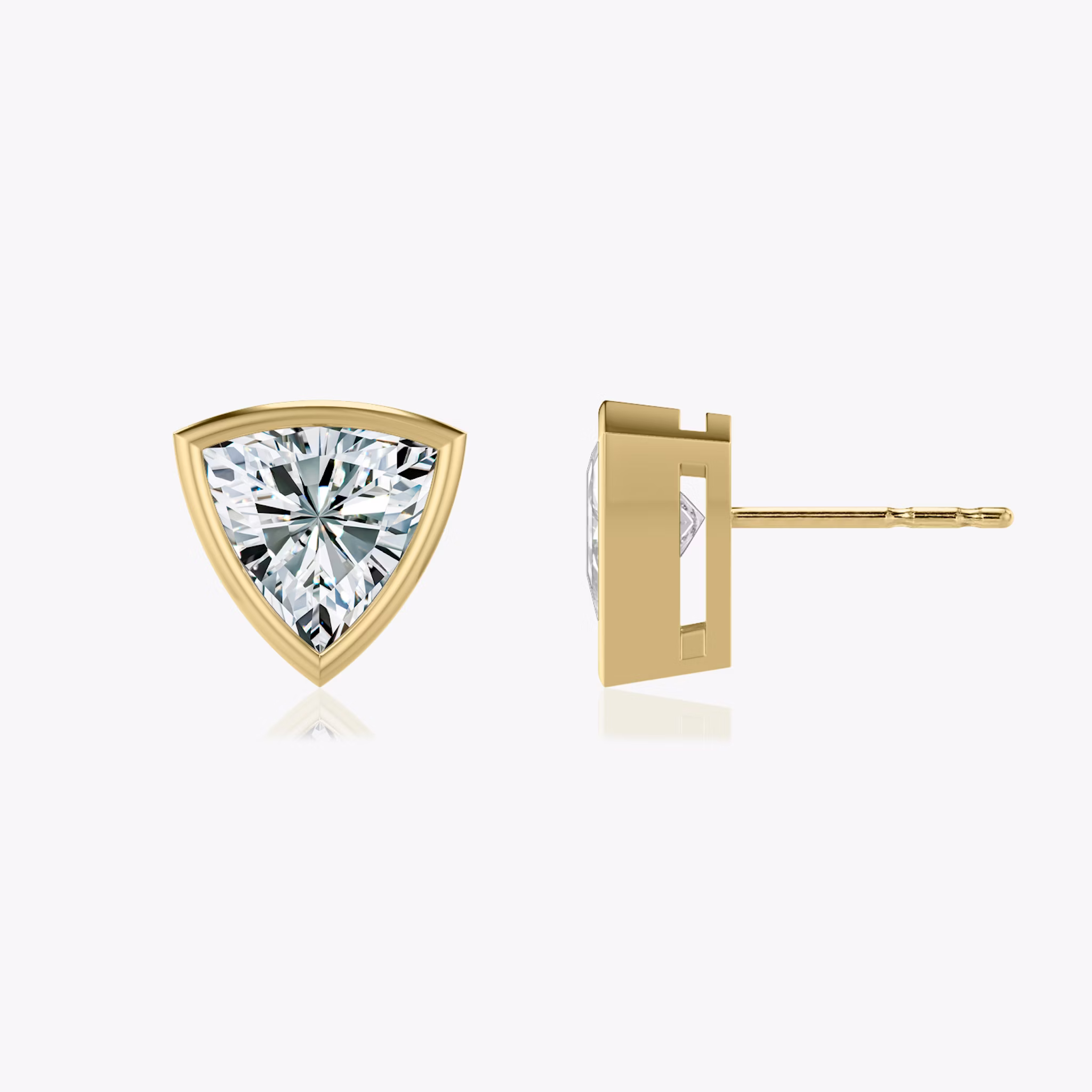 Bezel Solitaire Stud | Trillion | 14k | Yellow Gold | caratWeight: 1.0ct