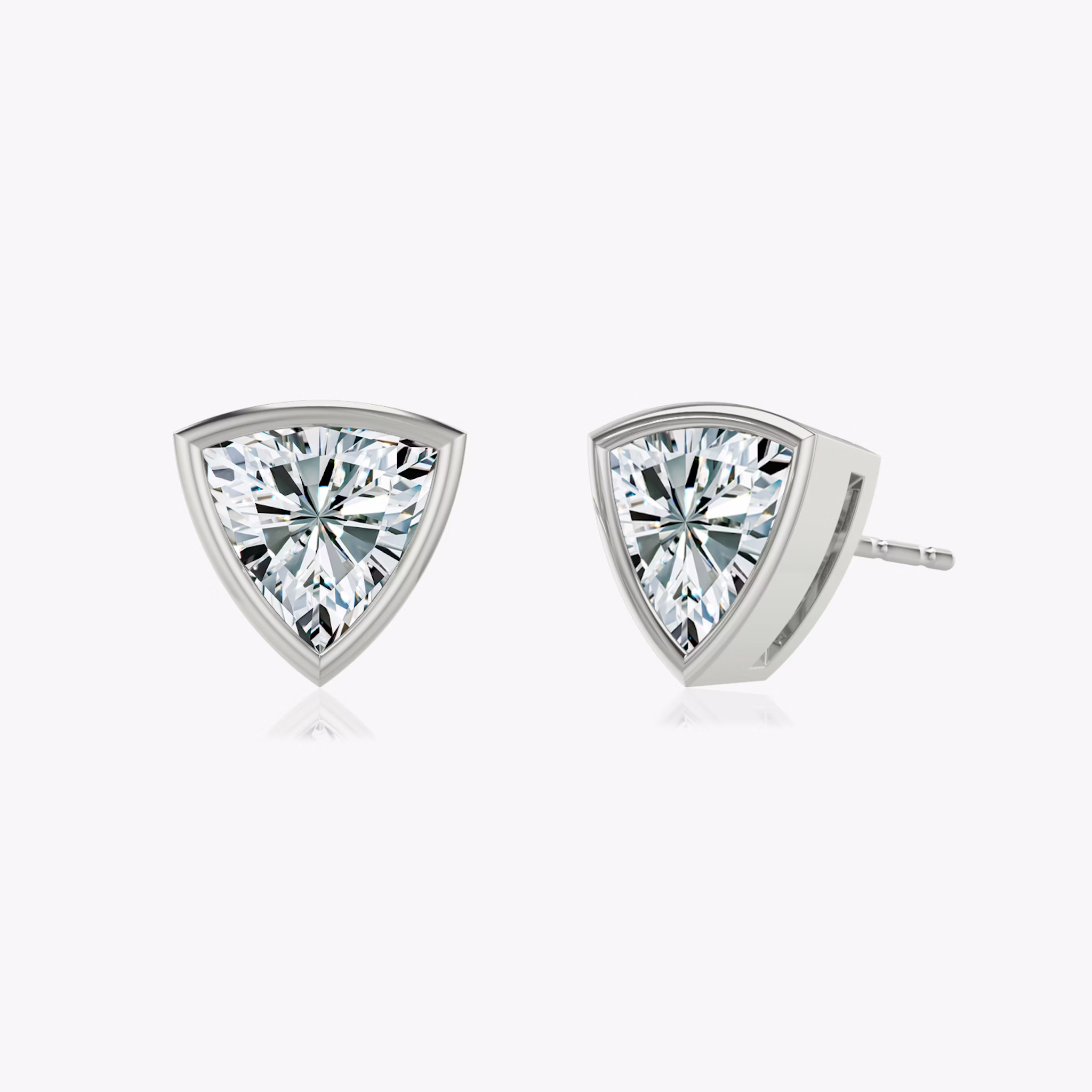 Bezel Solitaire Stud | Trillion | 14k | White Gold | caratWeight: 1.0ct