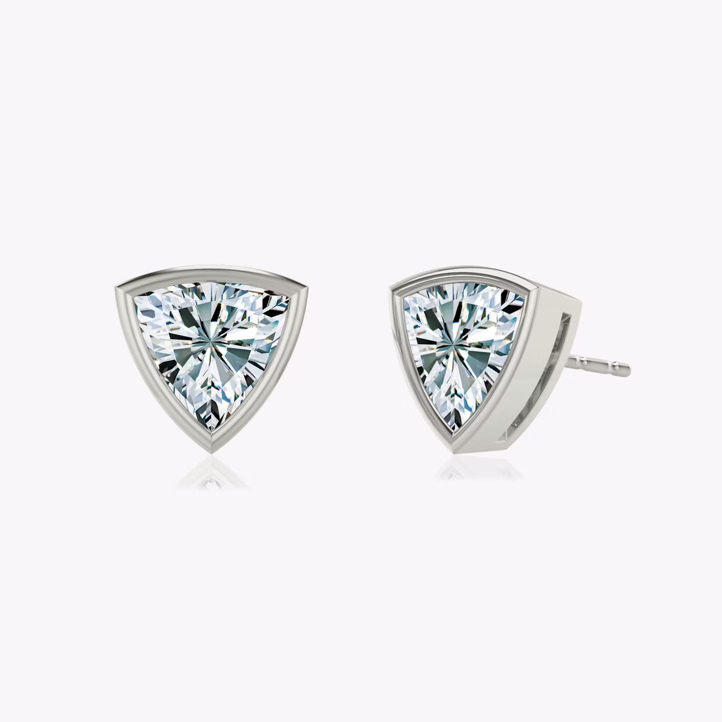 Bezel Solitaire Stud Trillion | White Gold
