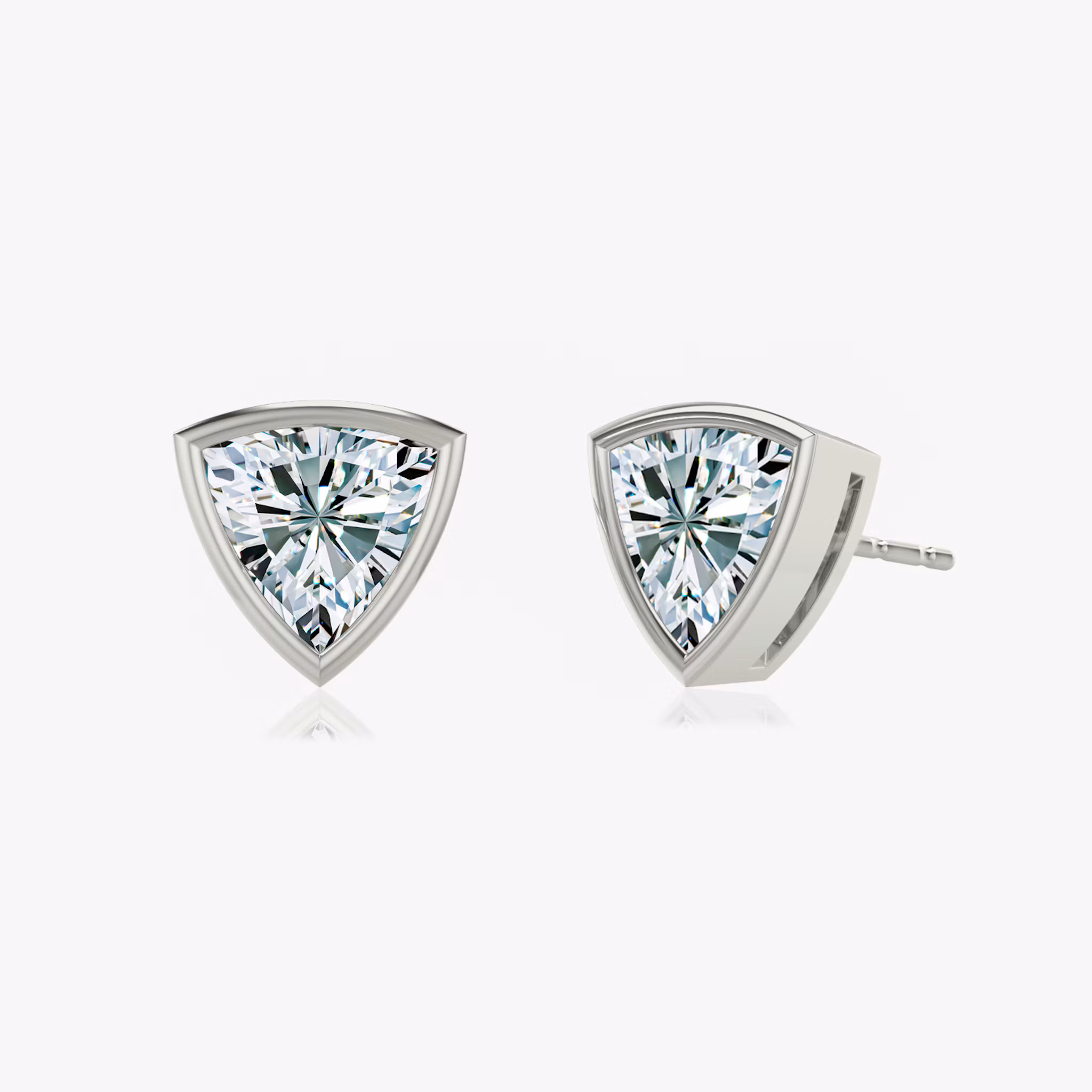 Bezel Solitaire Stud Trillion | White Gold