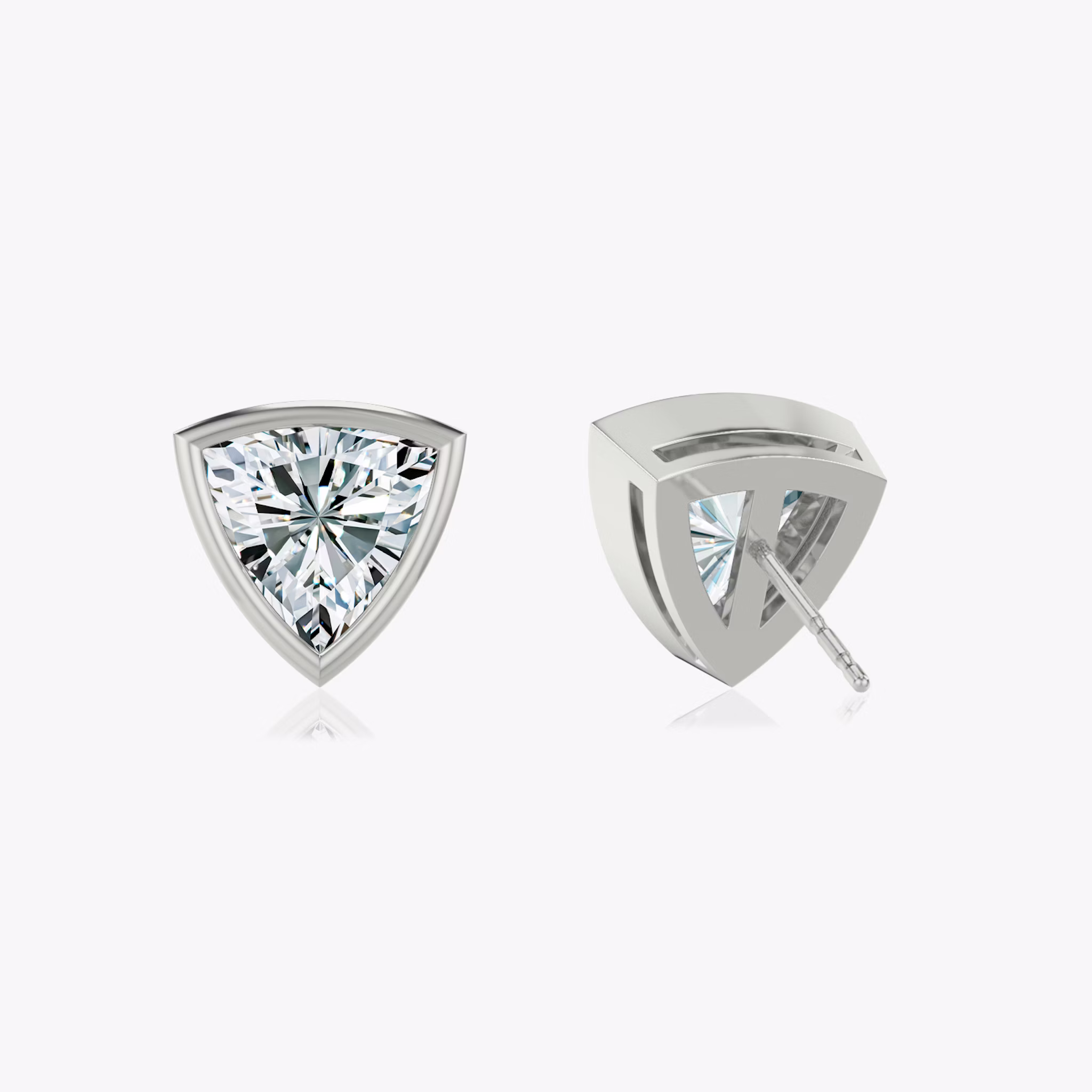 Bezel Solitaire Stud | Trillion | 14k | White Gold | caratWeight: 1.0ct