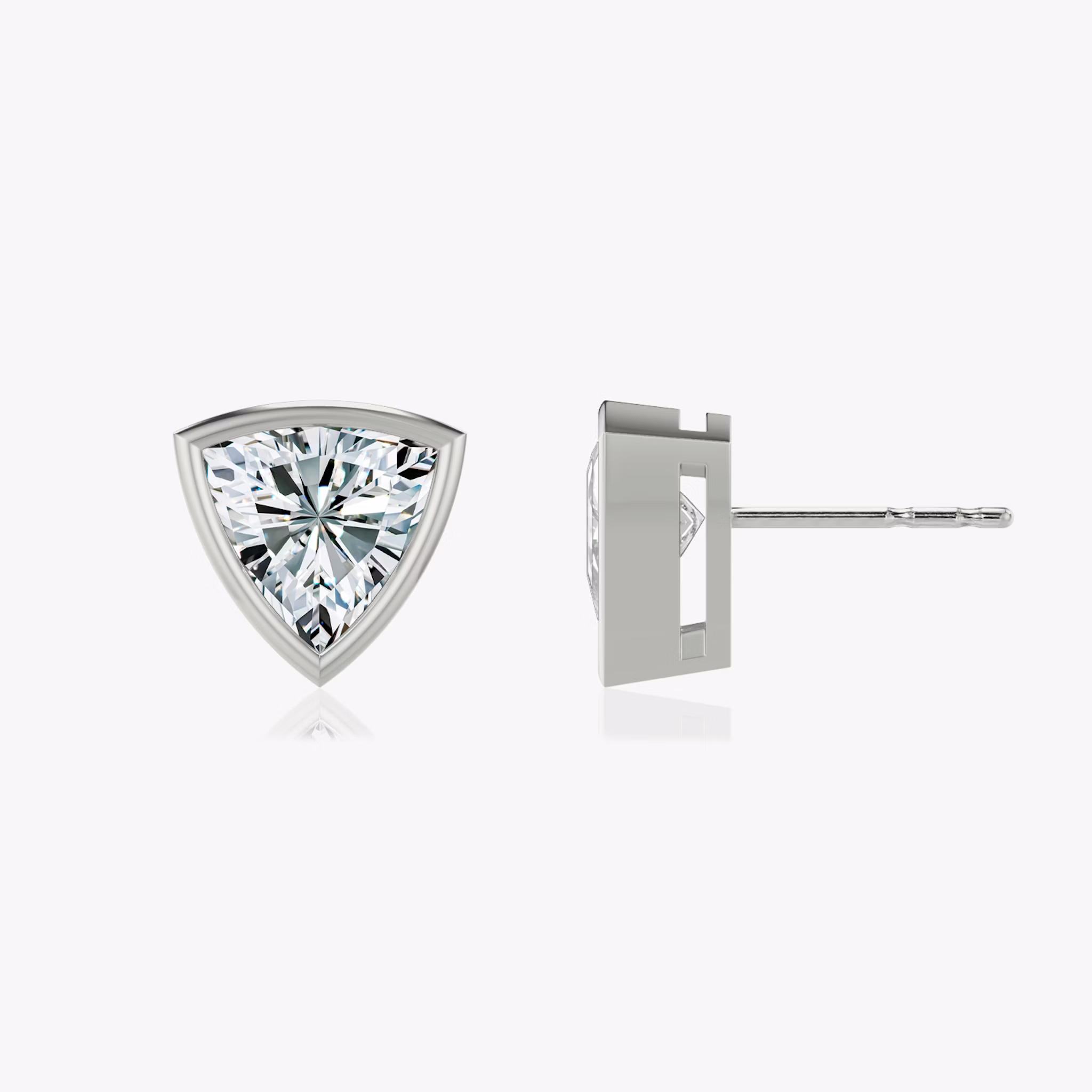 Bezel Solitaire Stud | Trillion | 14k | White Gold | caratWeight: 1.0ct