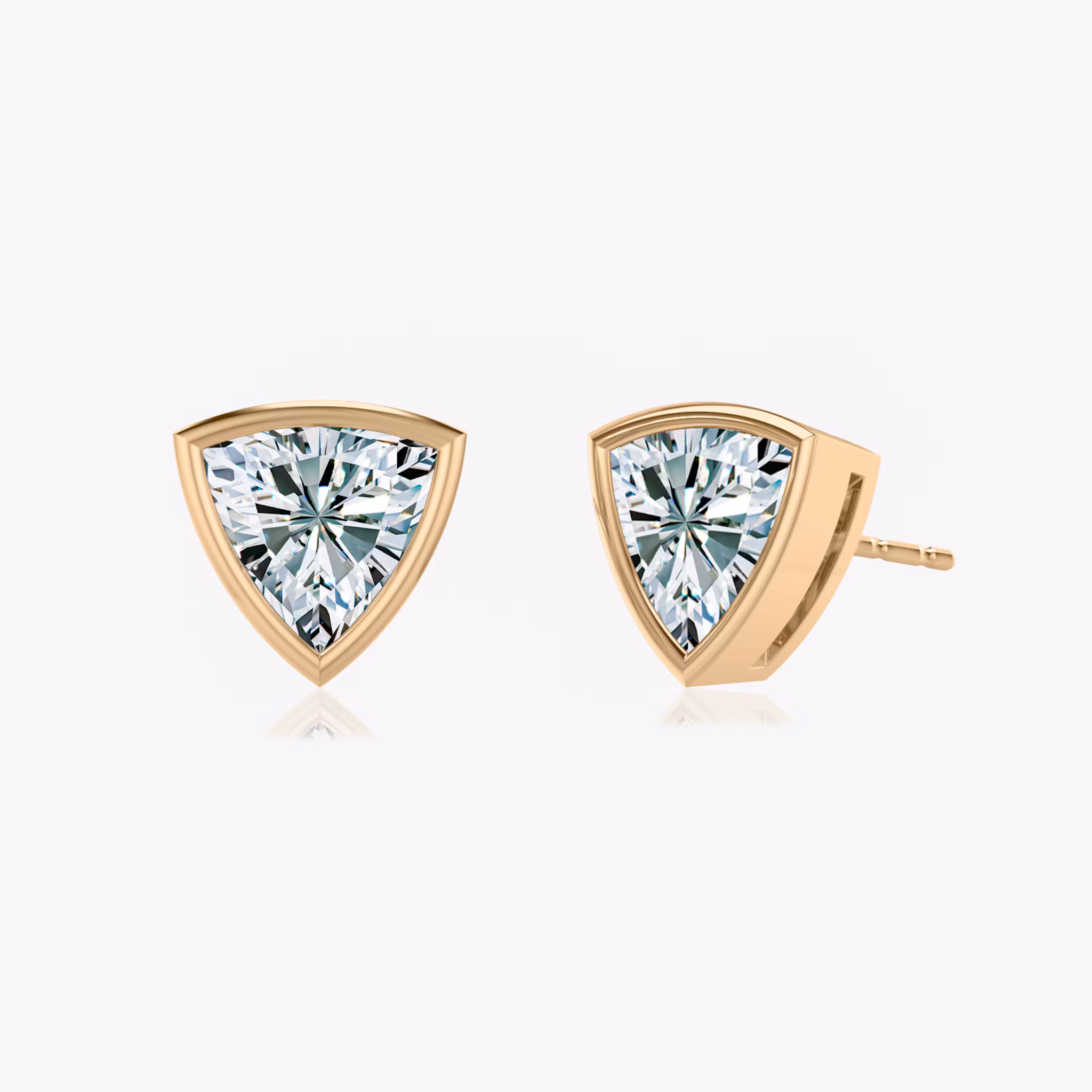 Bezel Solitaire Stud Trillion | Rose Gold