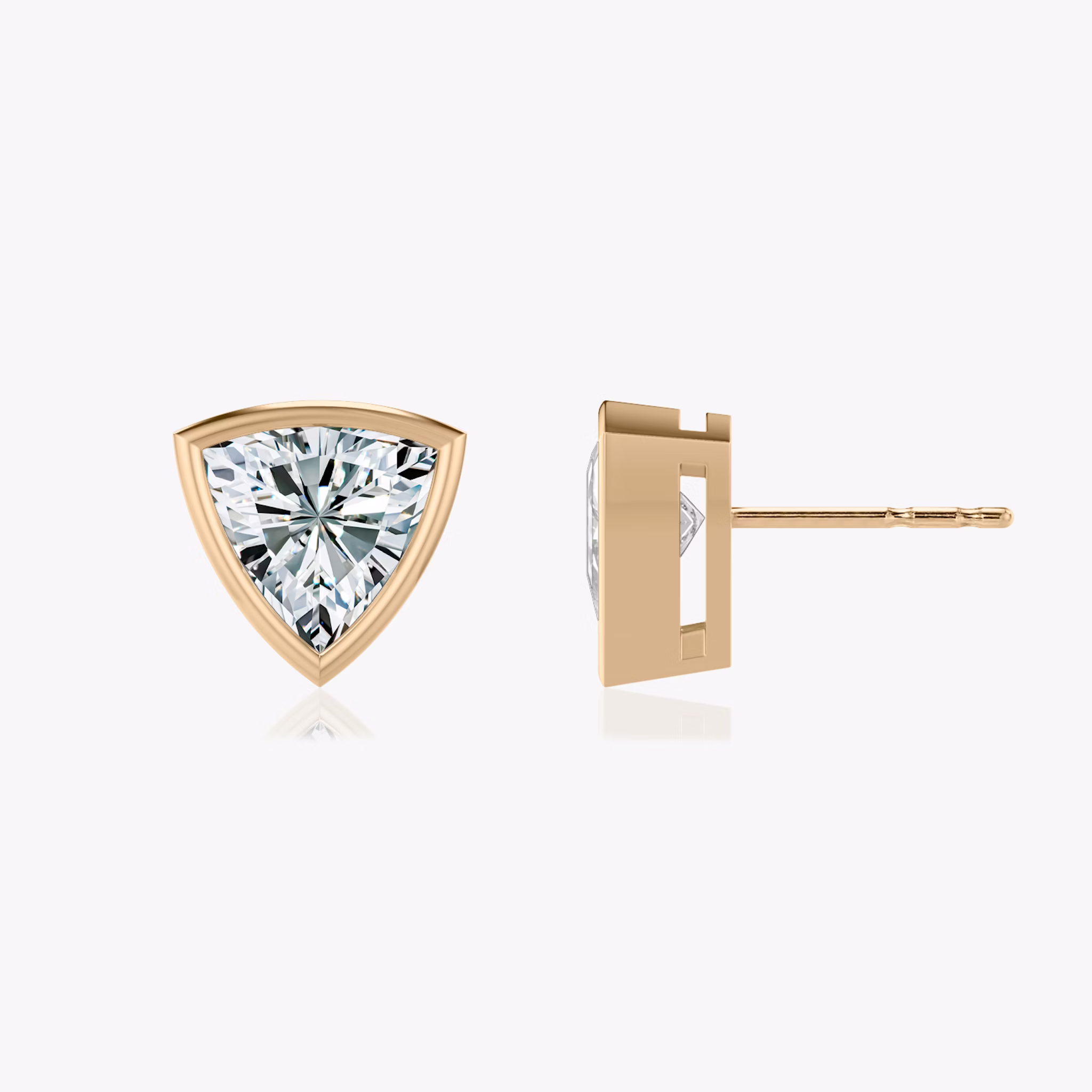 Bezel Solitaire Stud | Trillion | 14k | Rose Gold | caratWeight: 1.0ct