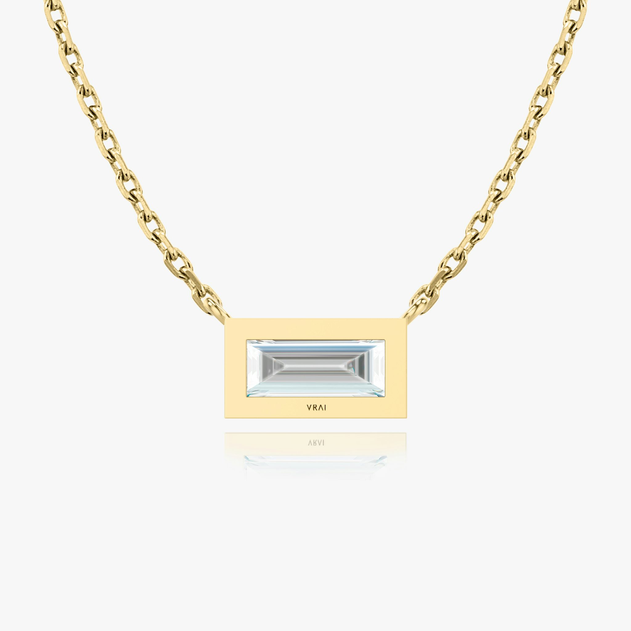 Bezel Solitaire Necklace | Baguette | 14k | Yellow Gold | caratWeight: 0.50ct