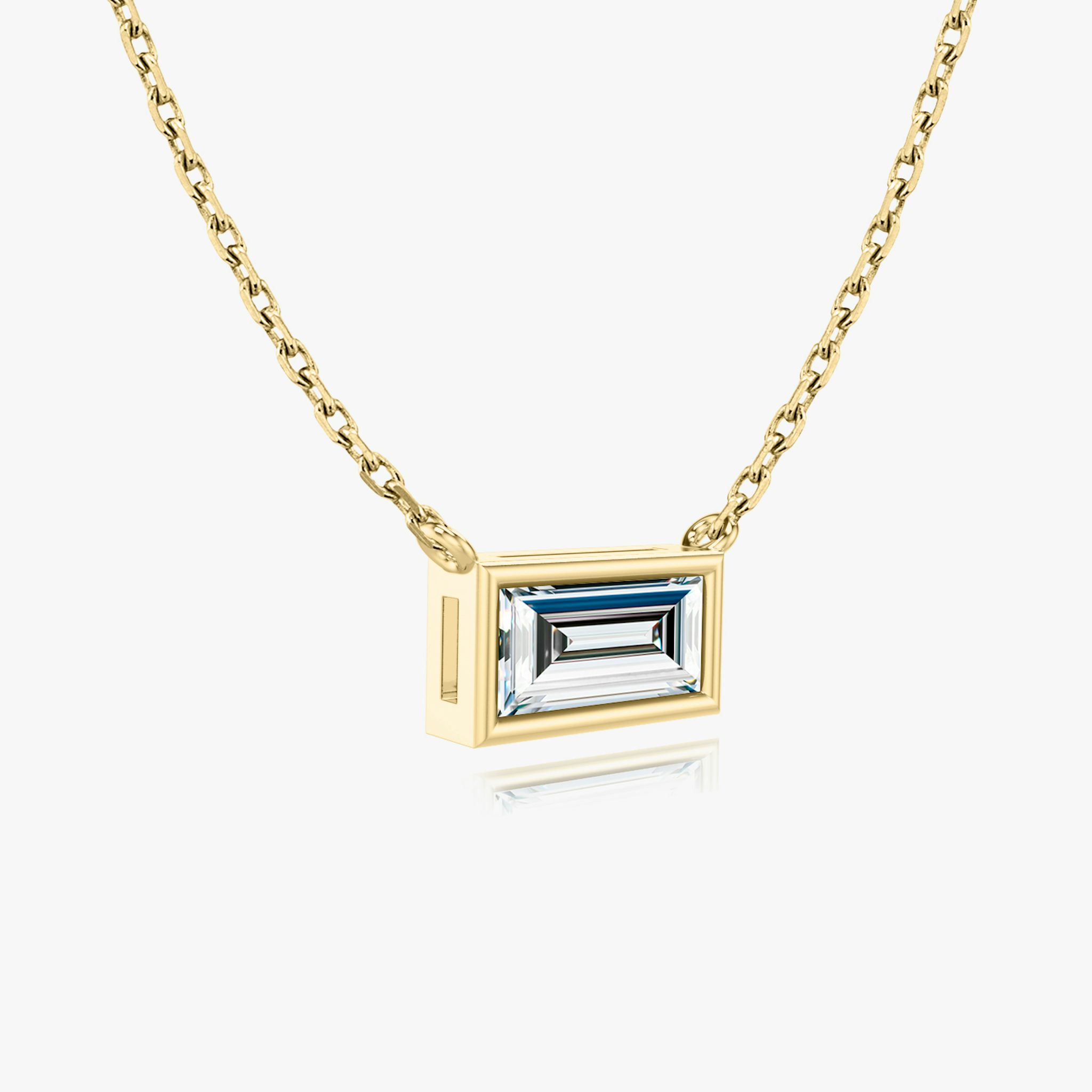 Bezel Solitaire Necklace | Baguette | 14k | Yellow Gold | caratWeight: 0.50ct
