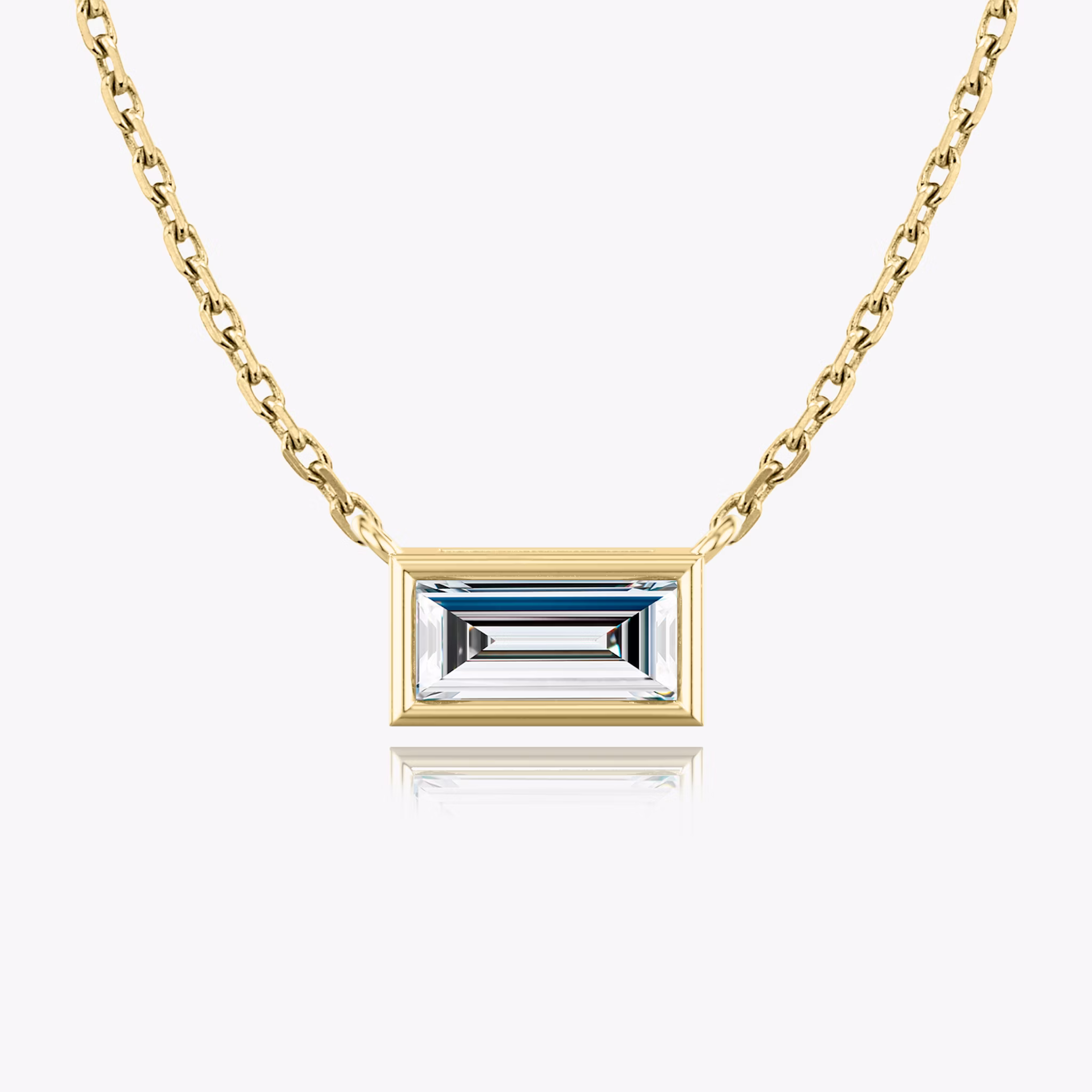 Bezel Solitaire Necklace | Baguette | 14k | Yellow Gold | caratWeight: 0.50ct