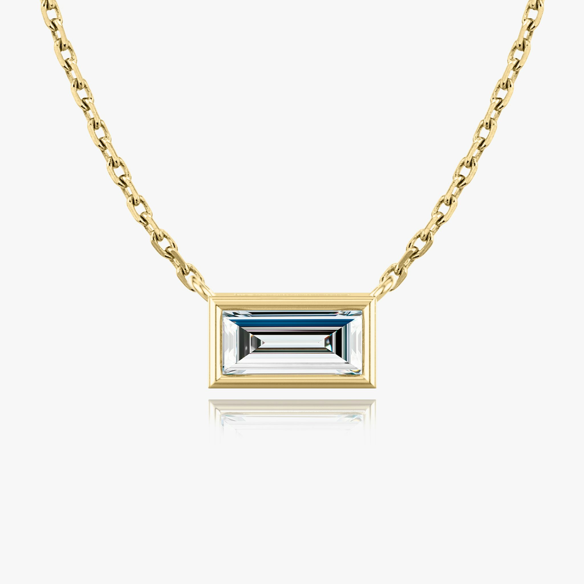 Bezel Solitaire Necklace | Baguette | 14k | Yellow Gold | caratWeight: 0.50ct