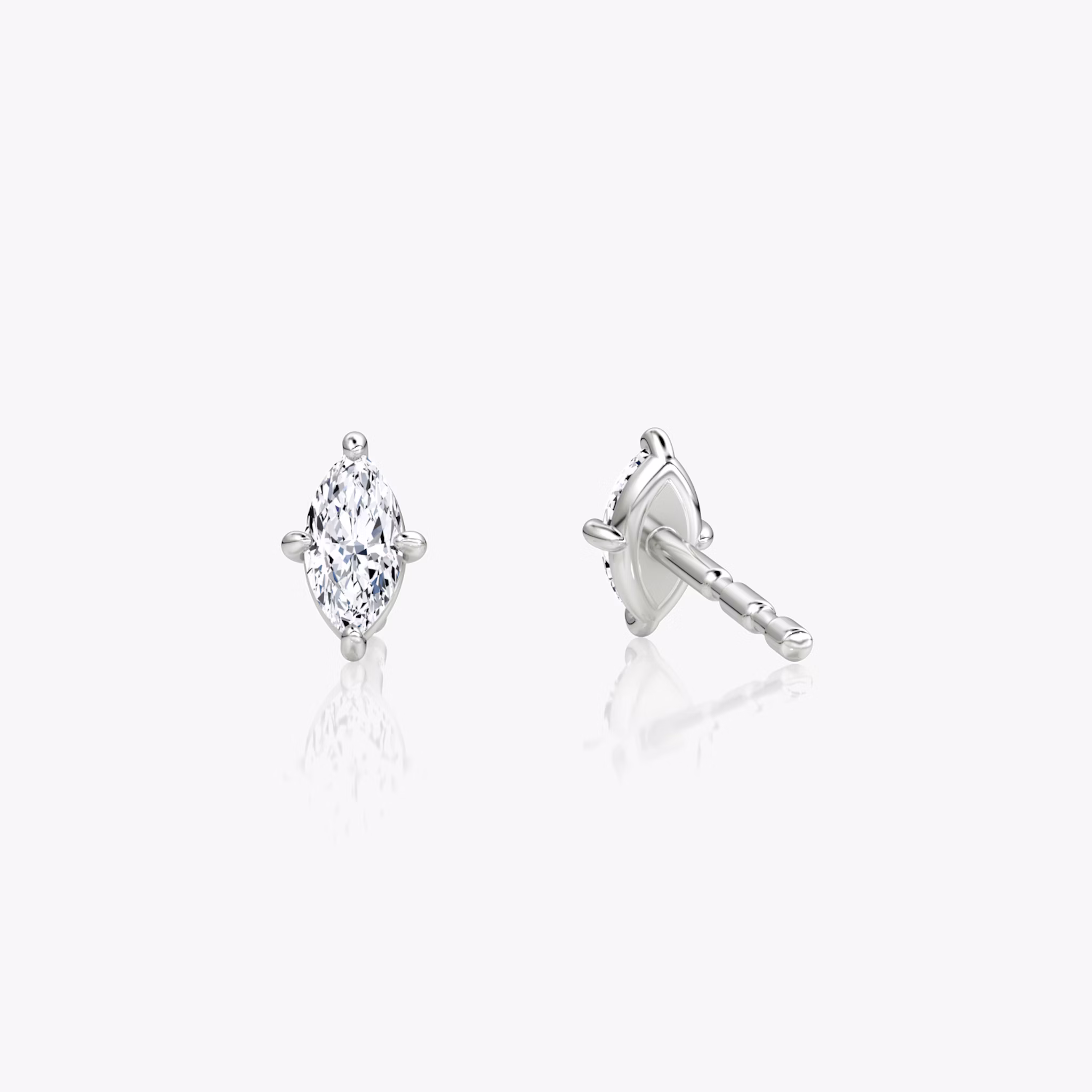 Petite Solitaire Stud | Marquise | 14k | White Gold