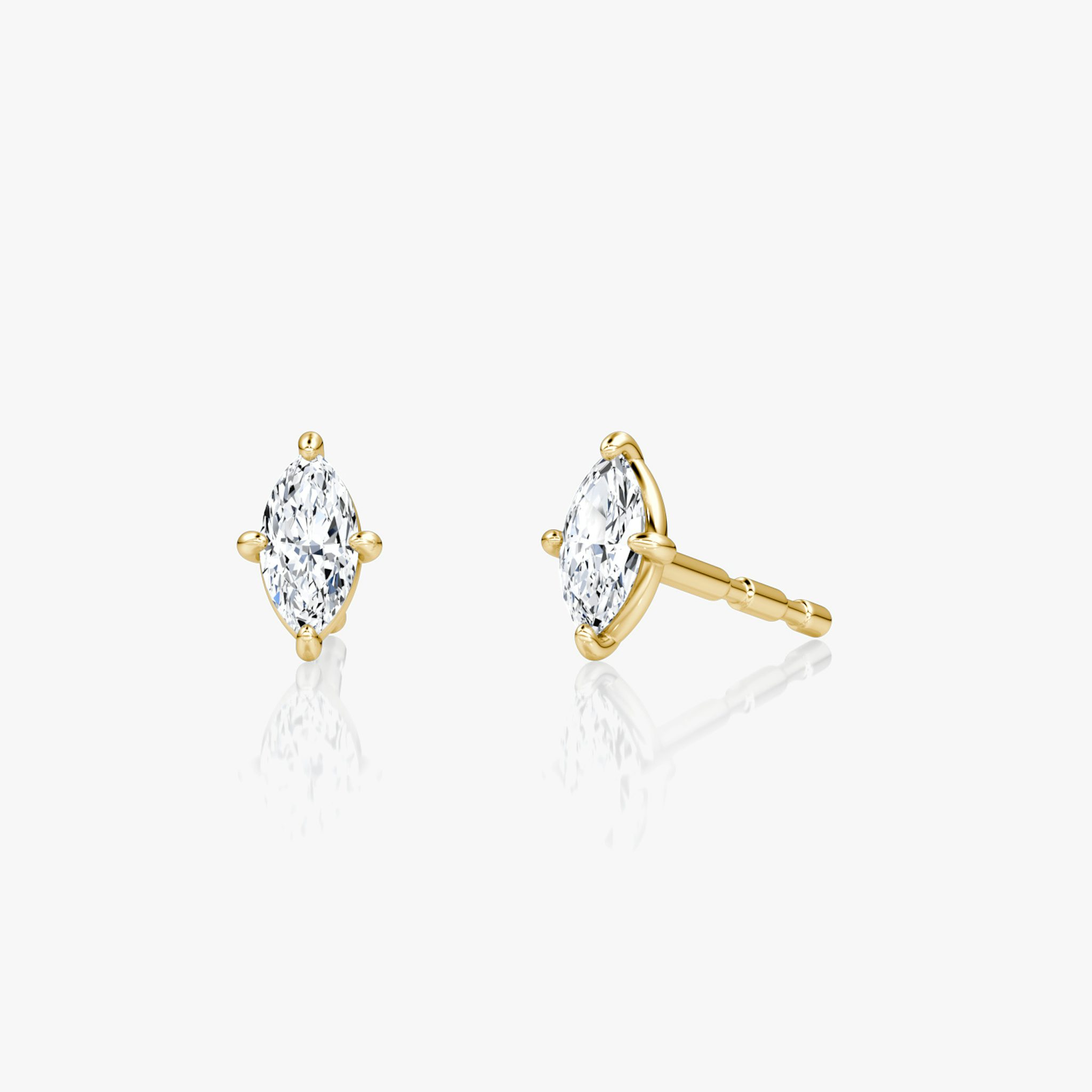 Petite Solitaire Stud | Marquise | 14k | Yellow Gold