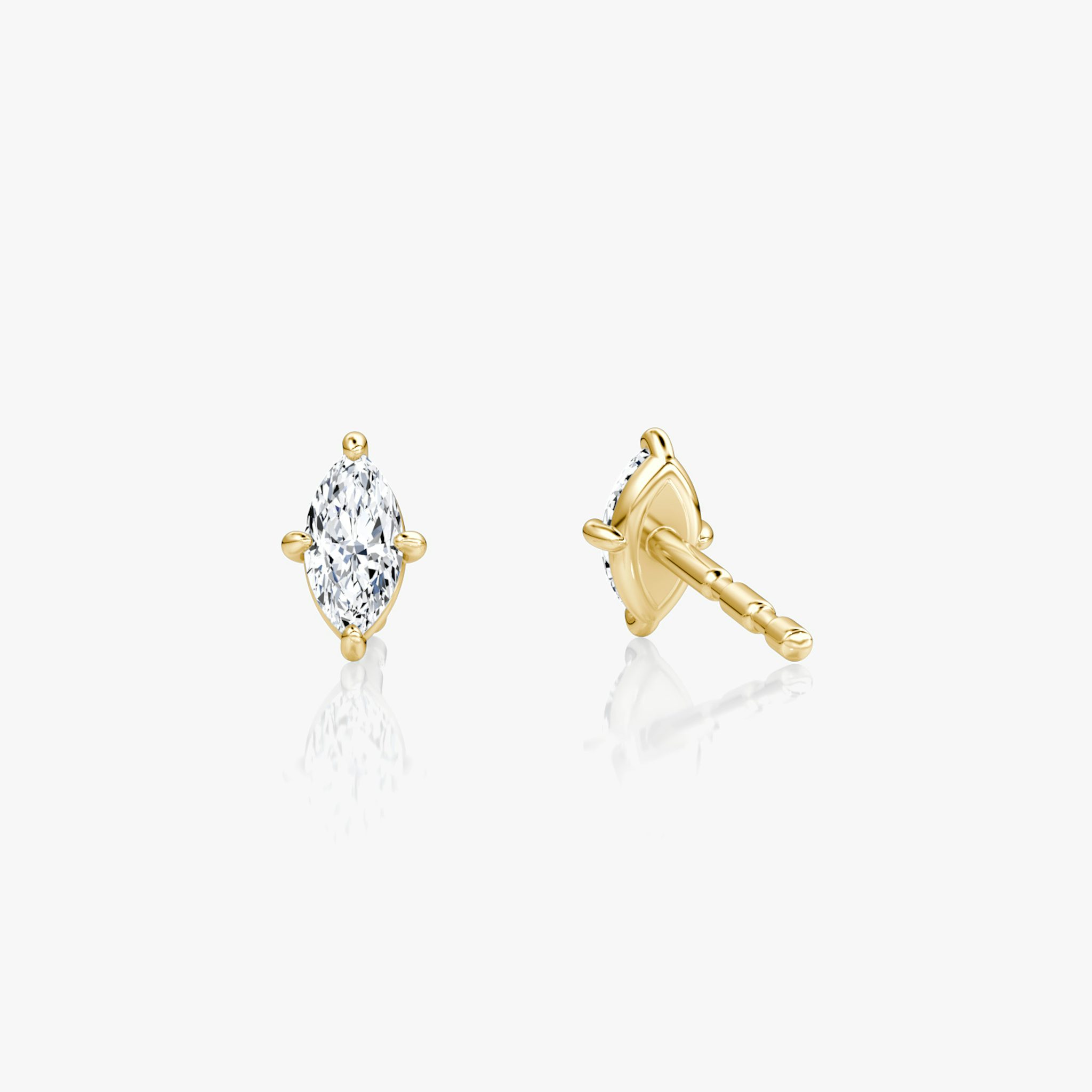 Petite Solitaire Stud | Marquise | 14k | Yellow Gold