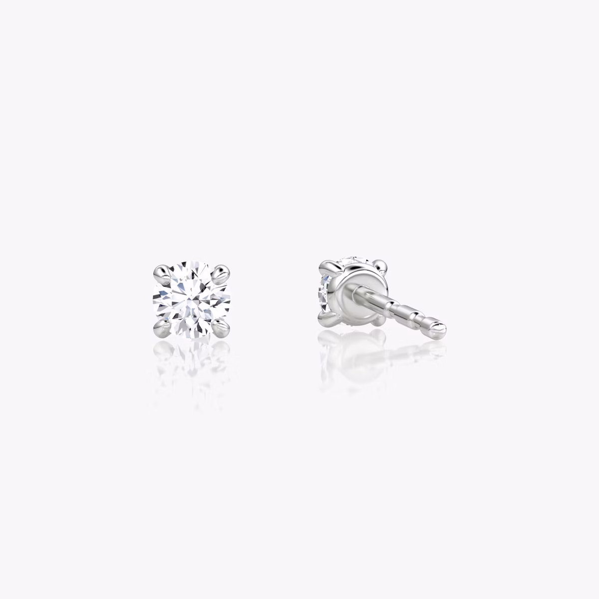 Petite Solitaire Stud | Round Brilliant | Sterling Silver