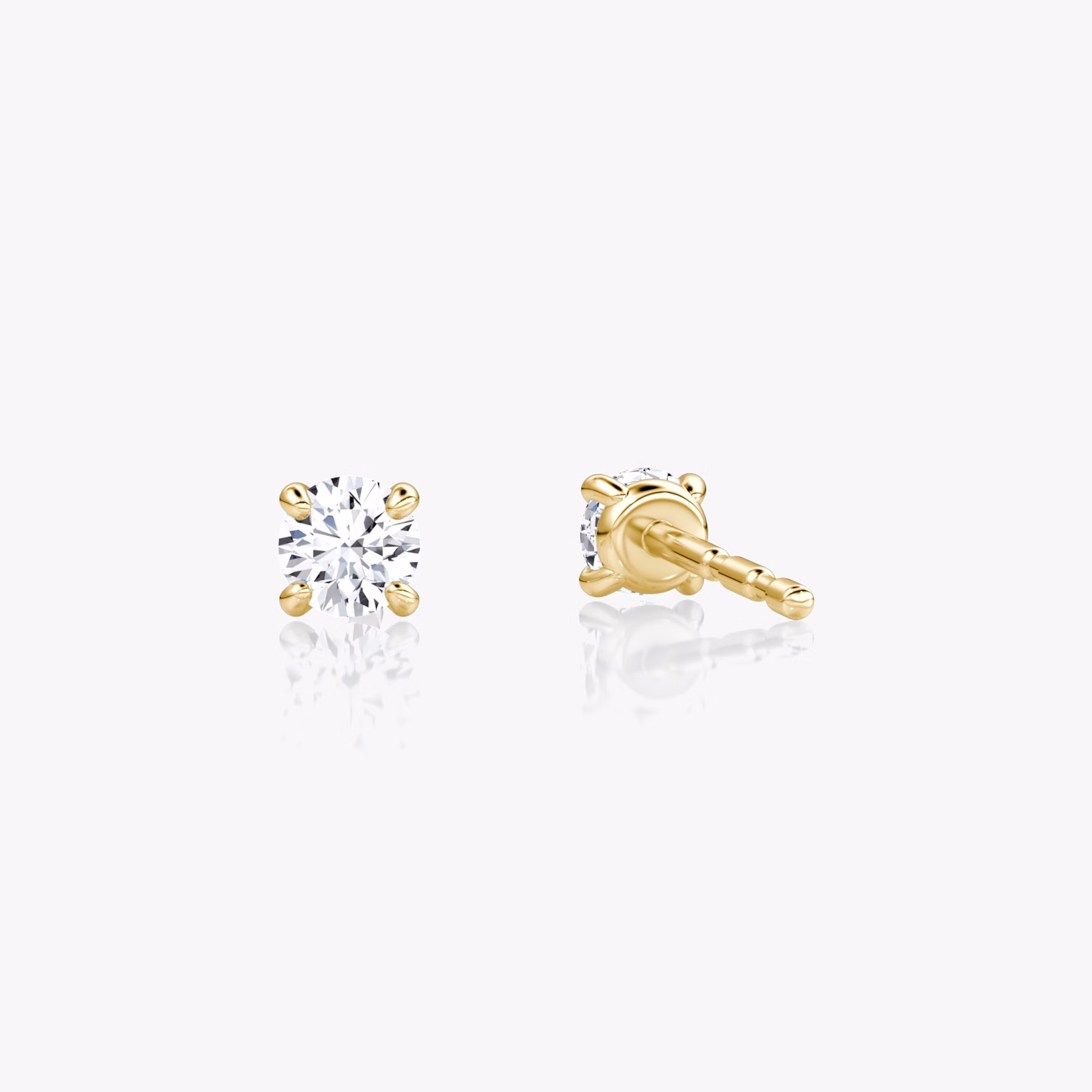 Petite Solitaire Stud | Round Brilliant | 14k | Yellow Gold
