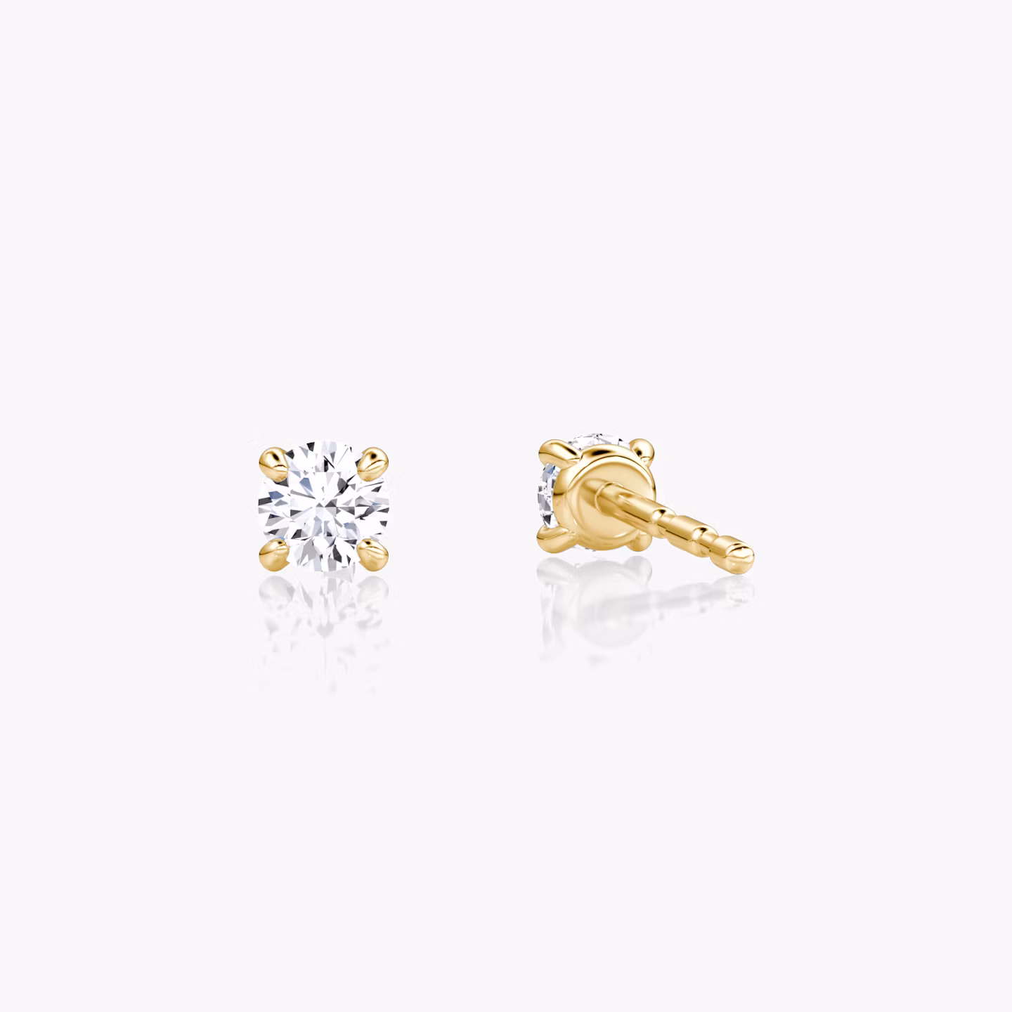 Petite Solitaire Stud | Round Brilliant | 14k | Yellow Gold