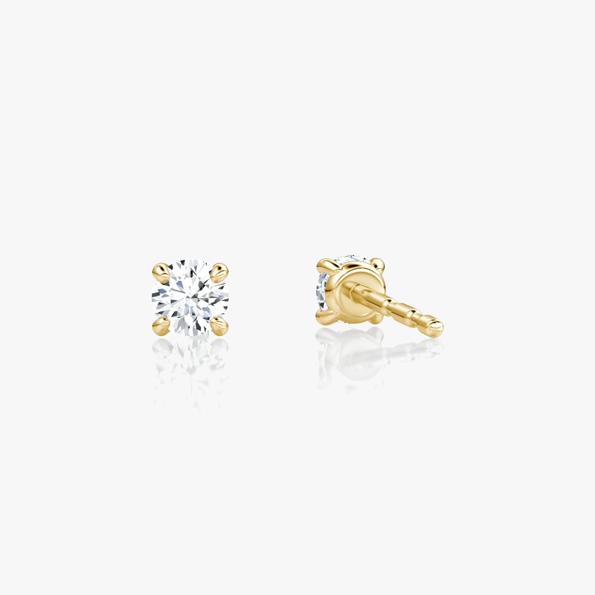 Petite Solitaire Stud | Round Brilliant | 14k | Yellow Gold