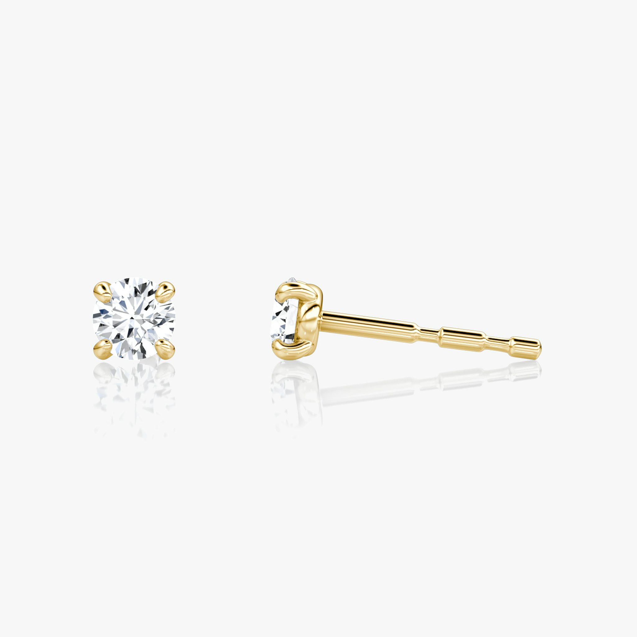 Petite Solitaire Stud | Round Brilliant | 14k | Yellow Gold