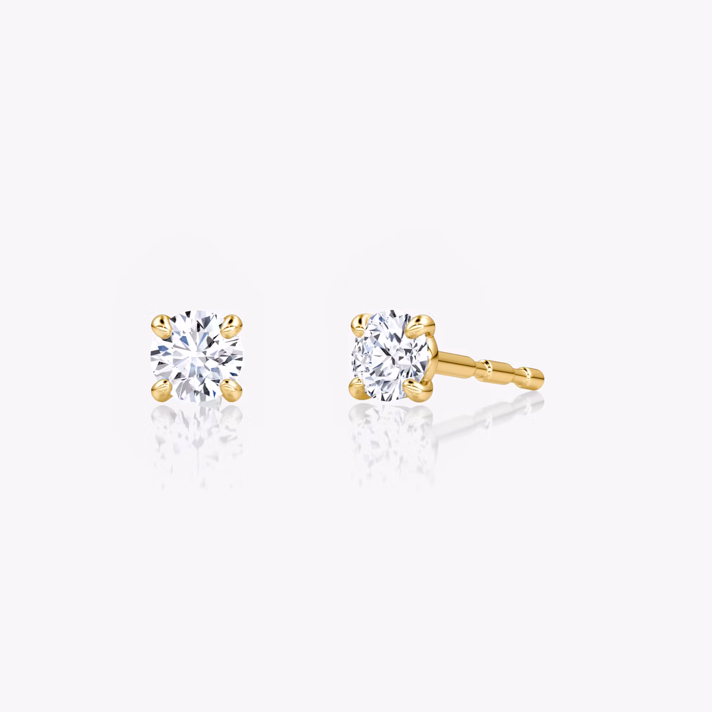 Petite Solitaire Stud Round Brilliant | Yellow Gold