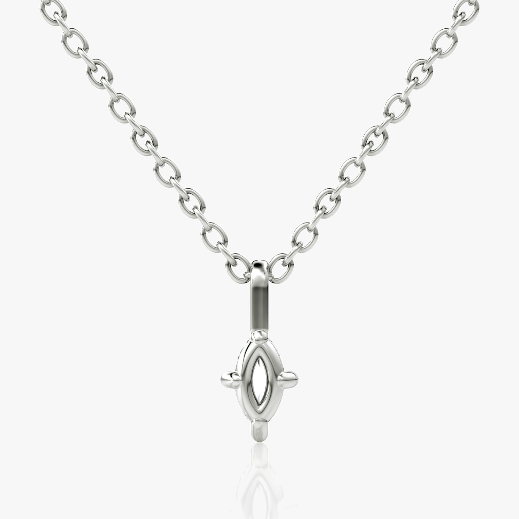 Petite Solitaire Pendant | Marquise | Sterling Silver | chainLength: 16-18