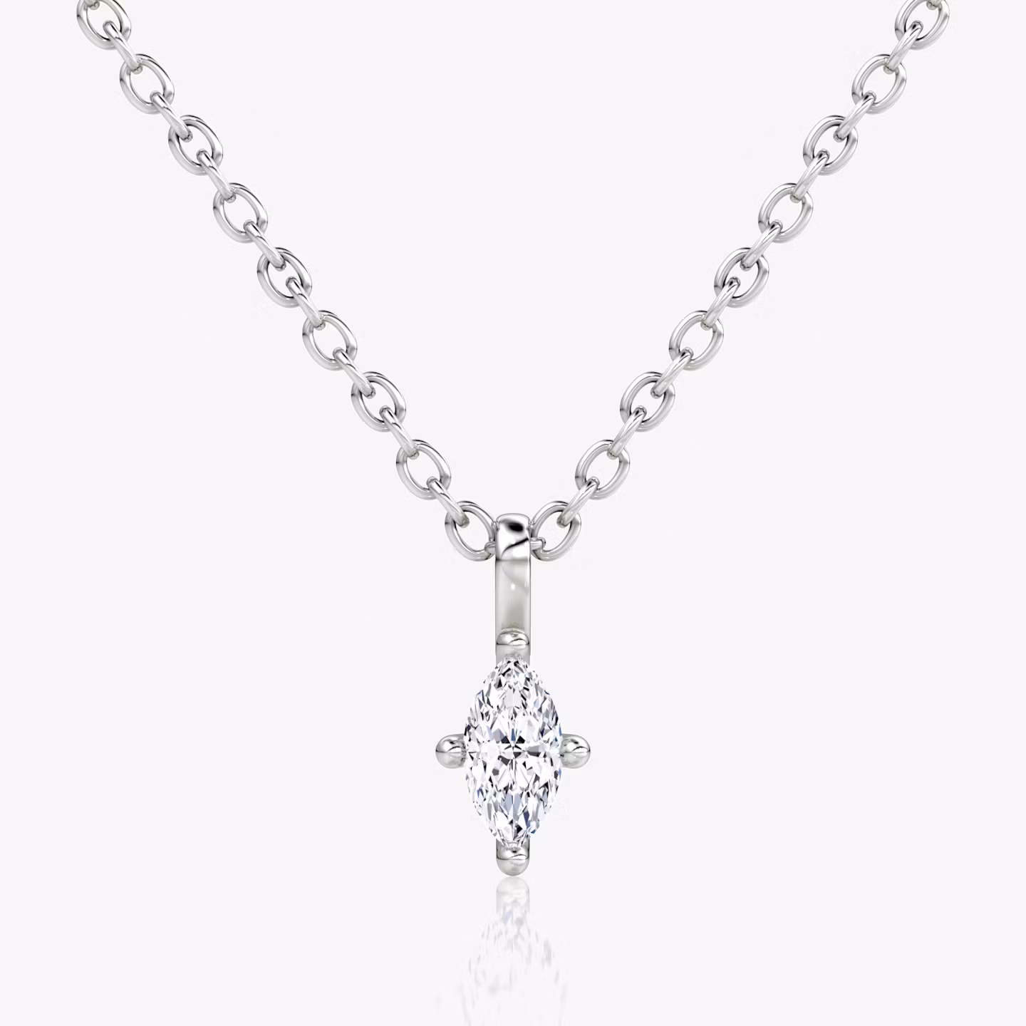 Petite Solitaire Pendant Marquise | White Gold