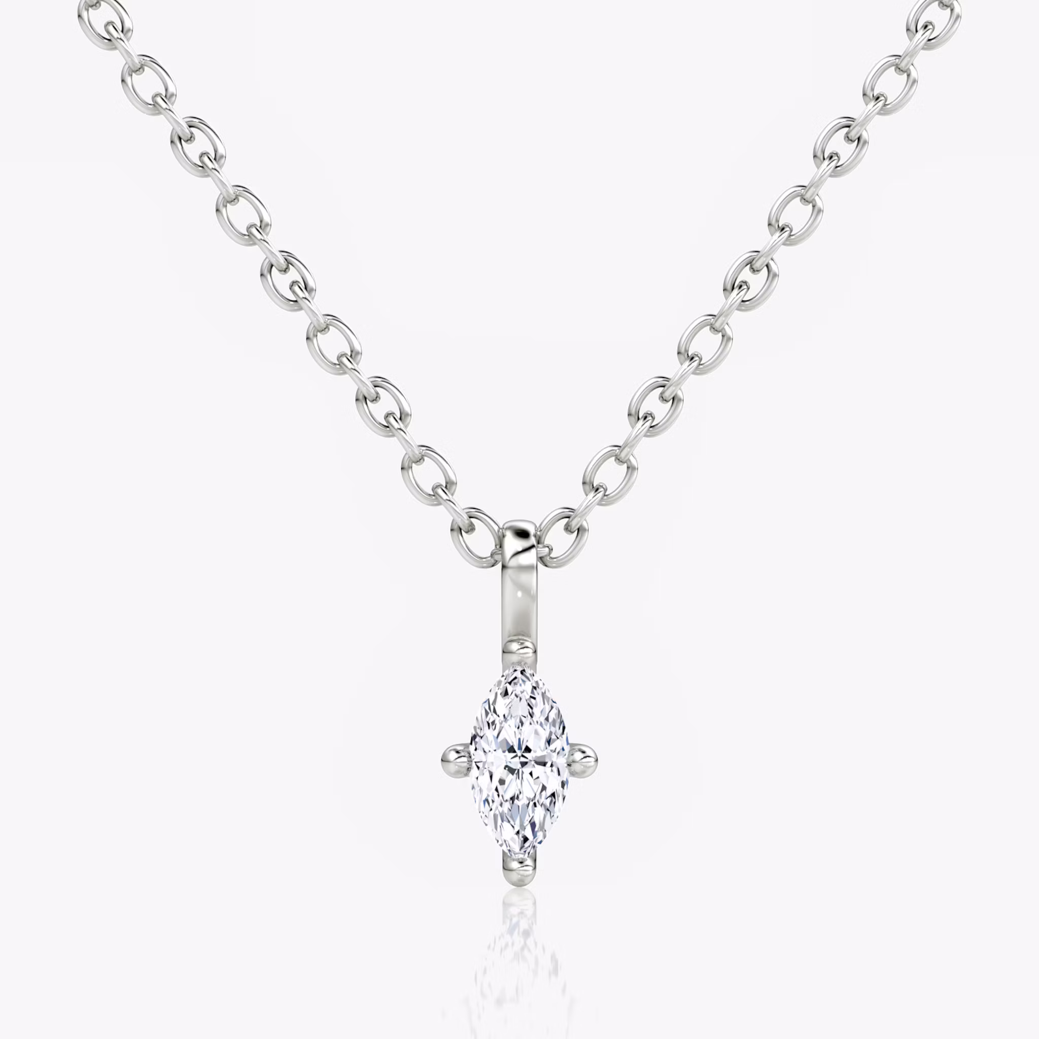 Petite Solitaire Pendant Marquise | White Gold