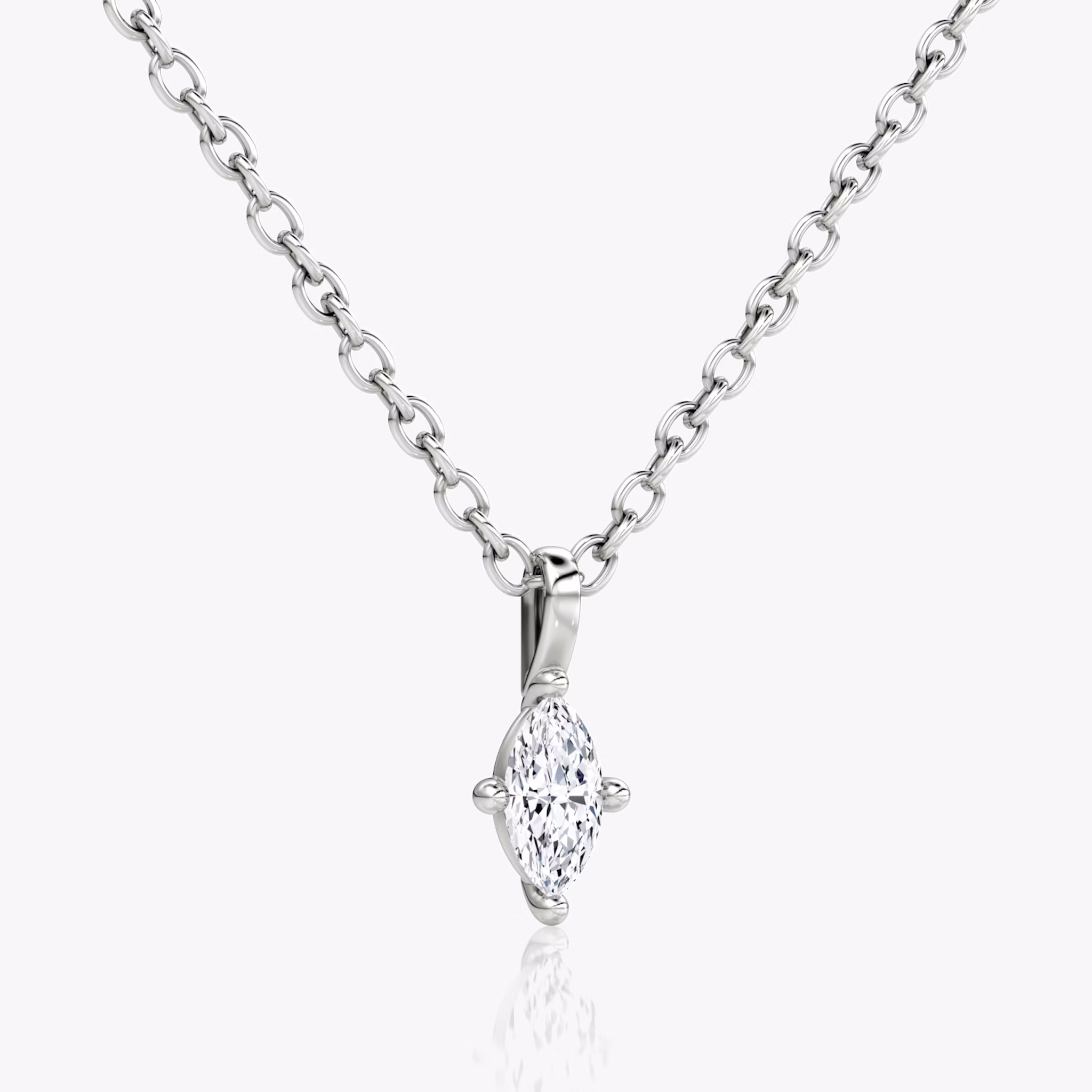 Petite Solitaire Pendant | Marquise | Sterling Silver | chainLength: 16-18