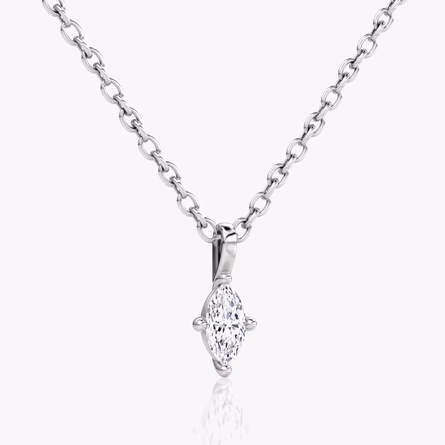 Petite Solitaire Pendant | Marquise | 14k | White Gold | chainLength: 16-18