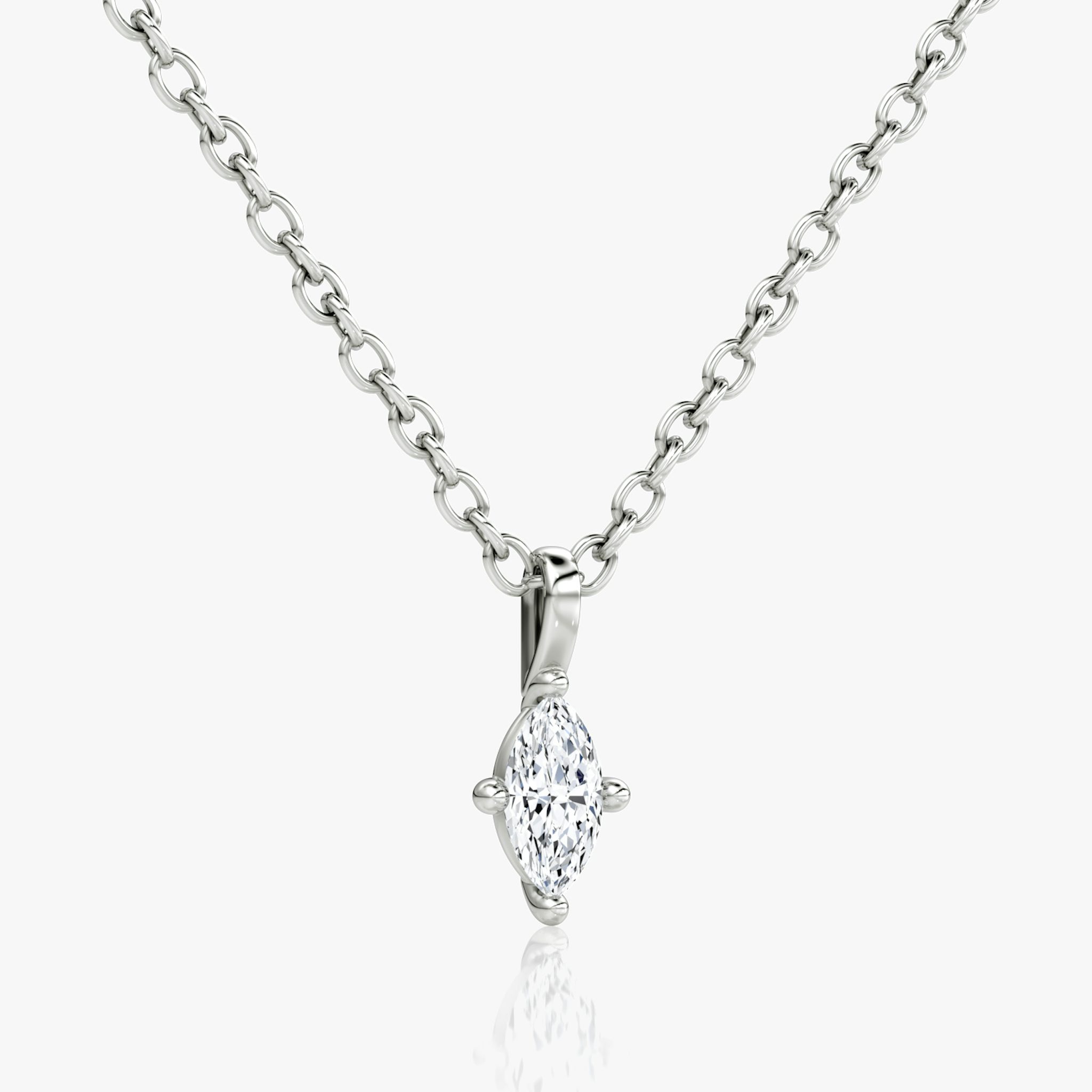 Petite Solitaire Pendant | Marquise | Sterling Silver | chainLength: 16-18