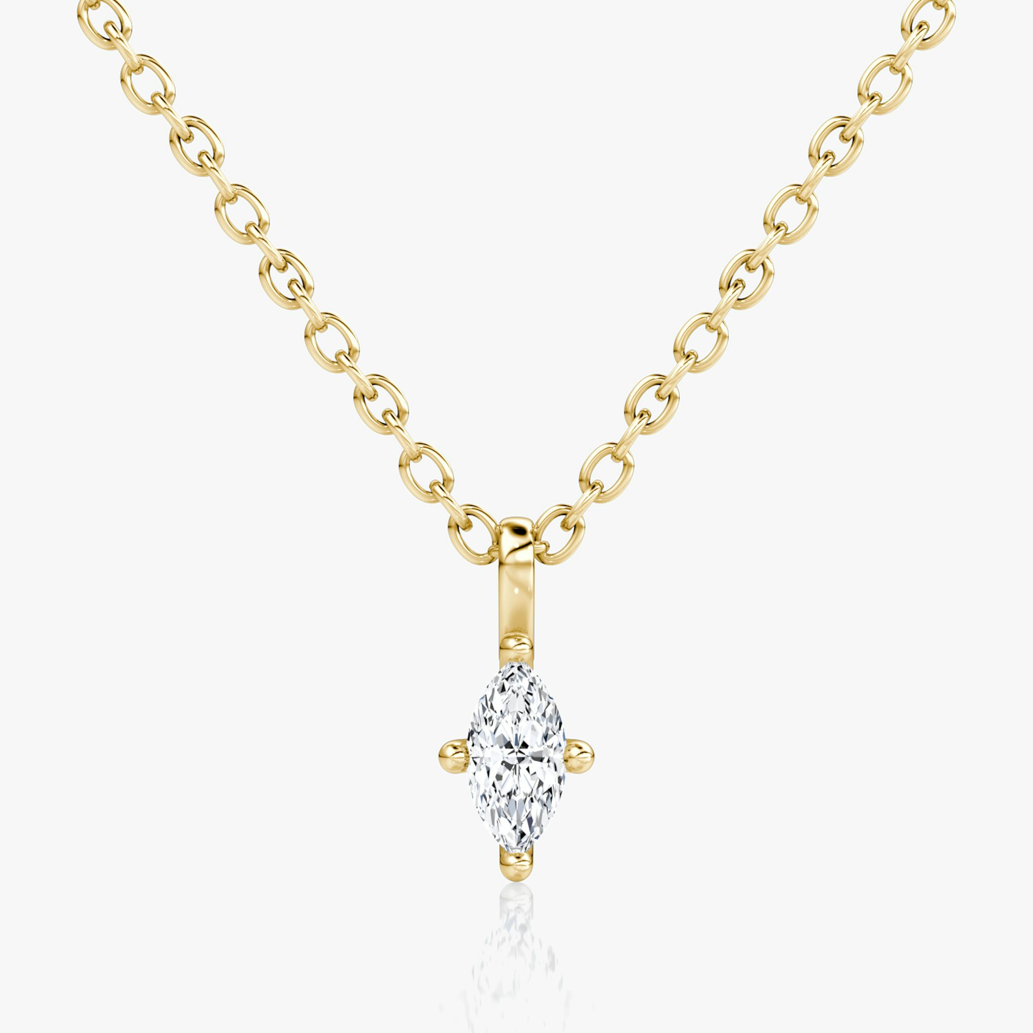 Petite Solitaire Pendant | Marquise | 14k | Yellow Gold | chainLength: 16-18