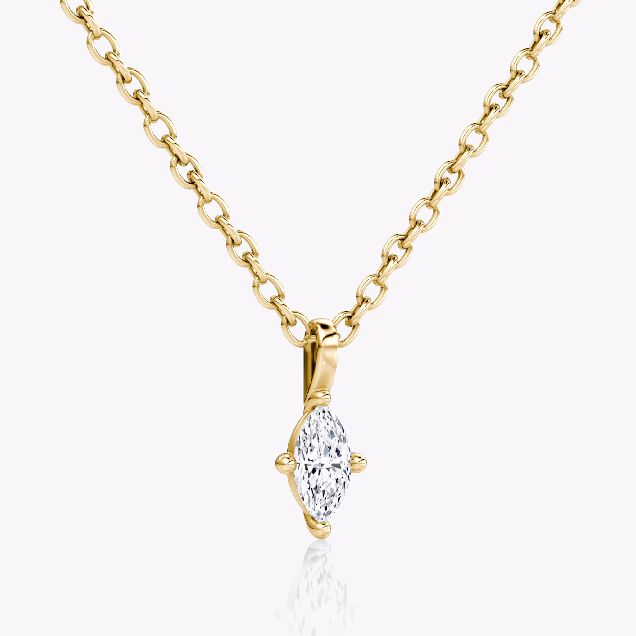 Petite Solitaire Pendant | Marquise | 14k | Yellow Gold | chainLength: 16-18