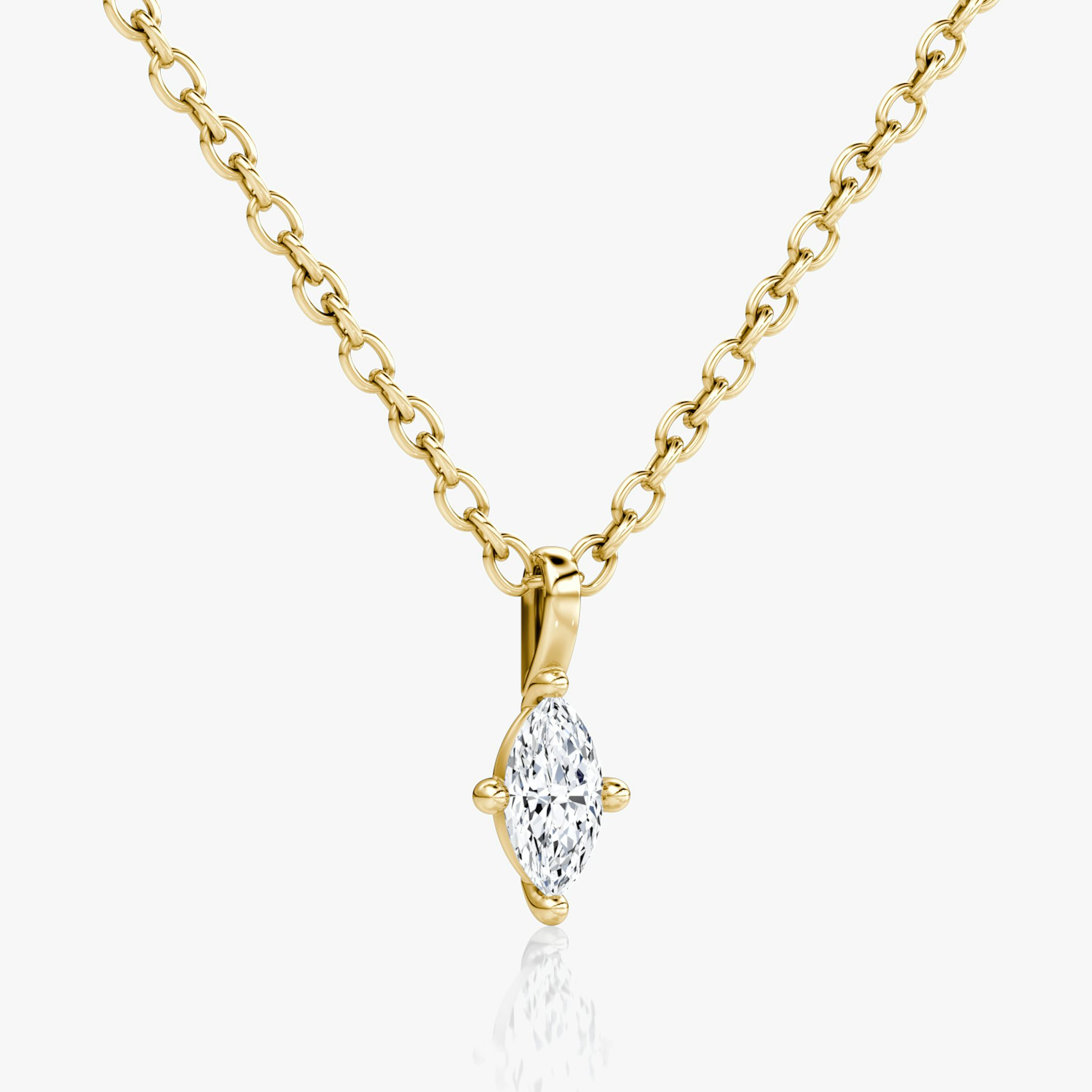 Petite Solitaire Pendant | Marquise | 14k | Yellow Gold | chainLength: 16-18