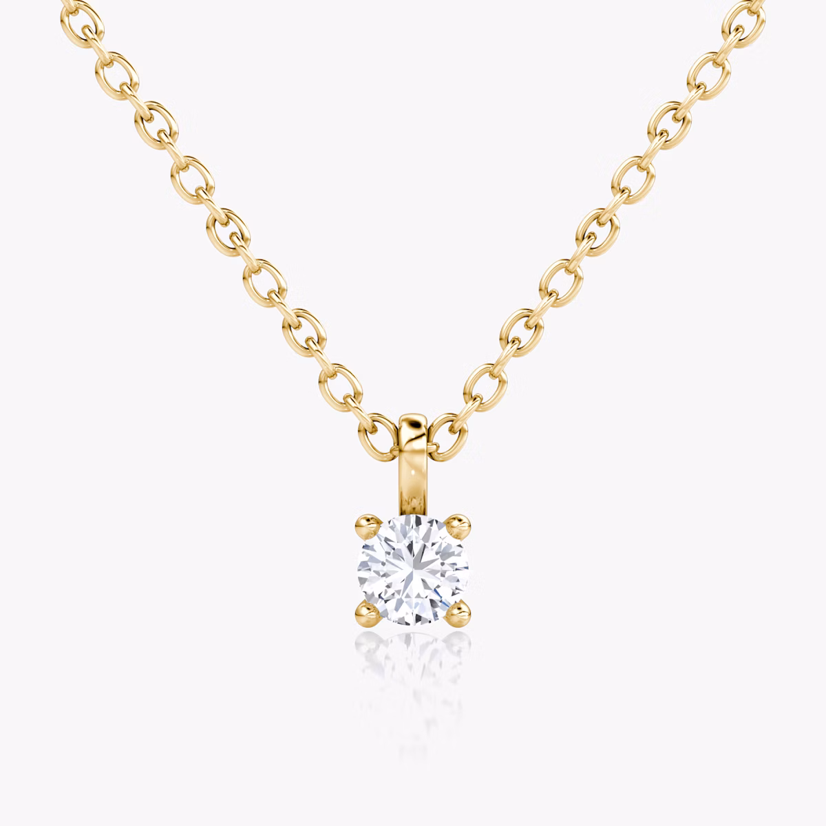 Petite Solitaire Pendant | Round Brilliant | 14k | Yellow Gold | chainLength: 16-18